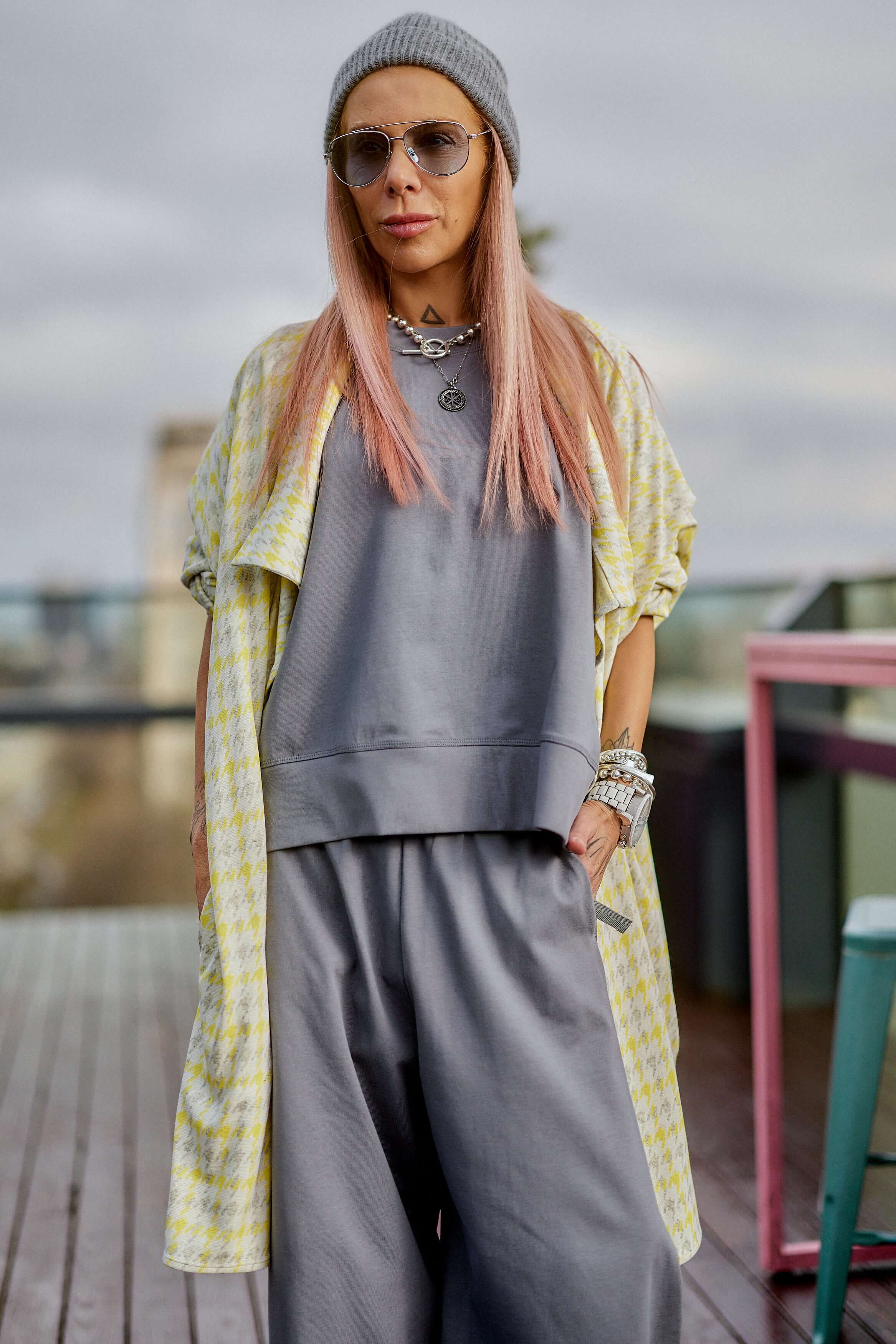 3-Piece Set – Grey with Houndstooth Vest - Image 3