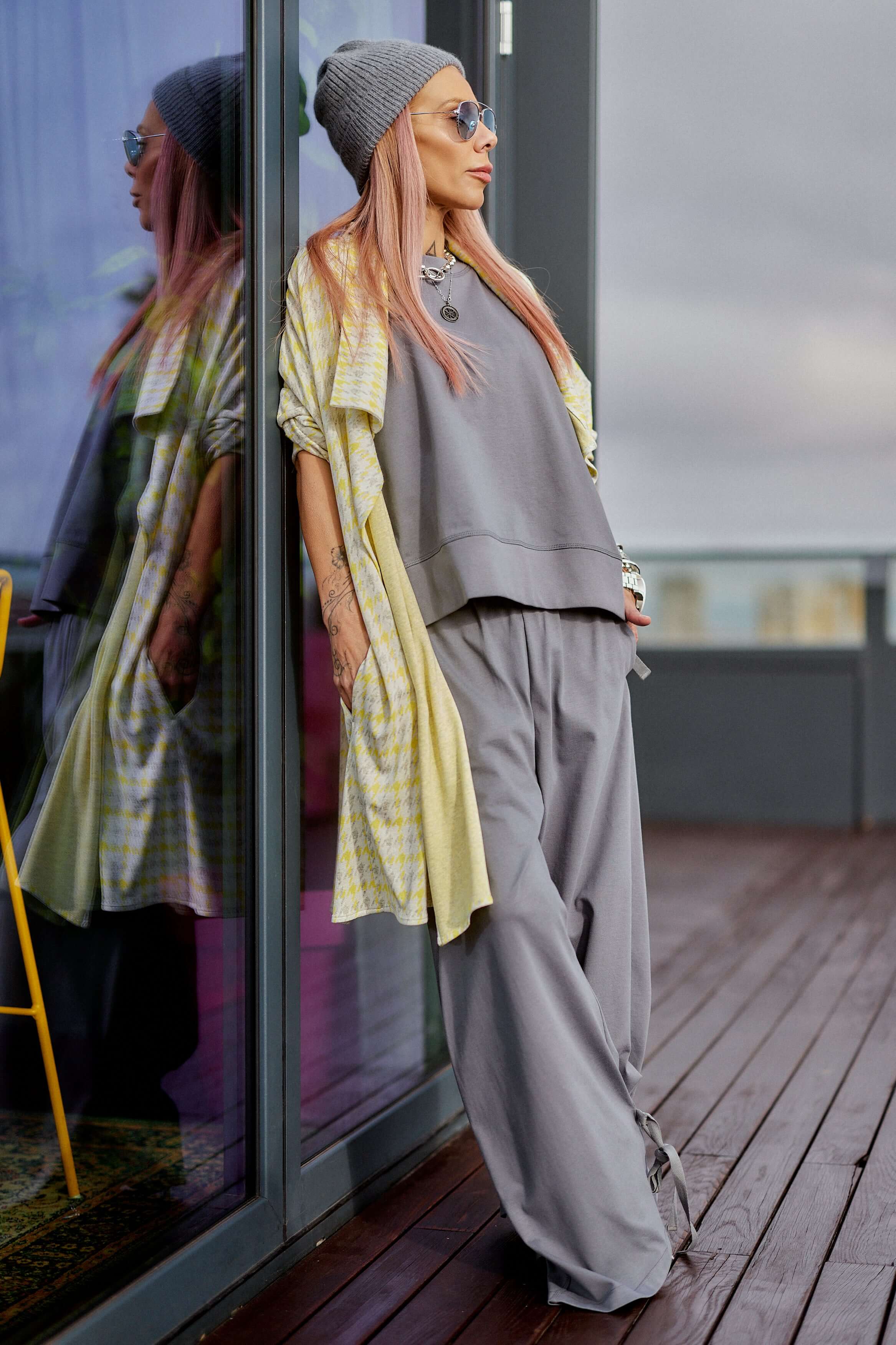 3-Piece Set – Grey with Houndstooth Vest - Image 5