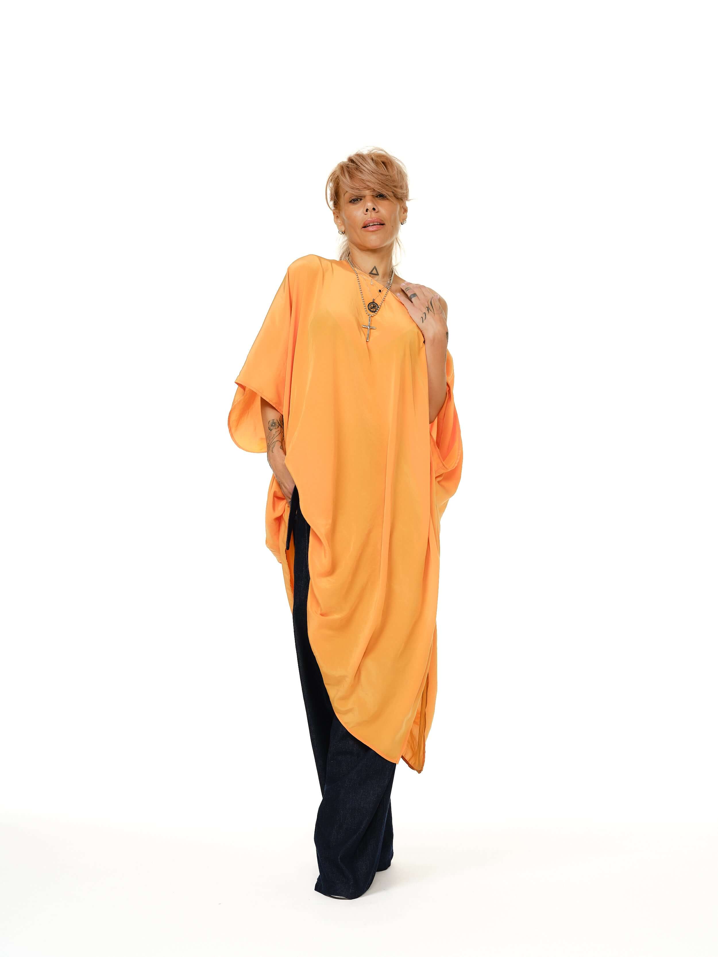 Orange Oversized Мaxi Tunic - Image 4