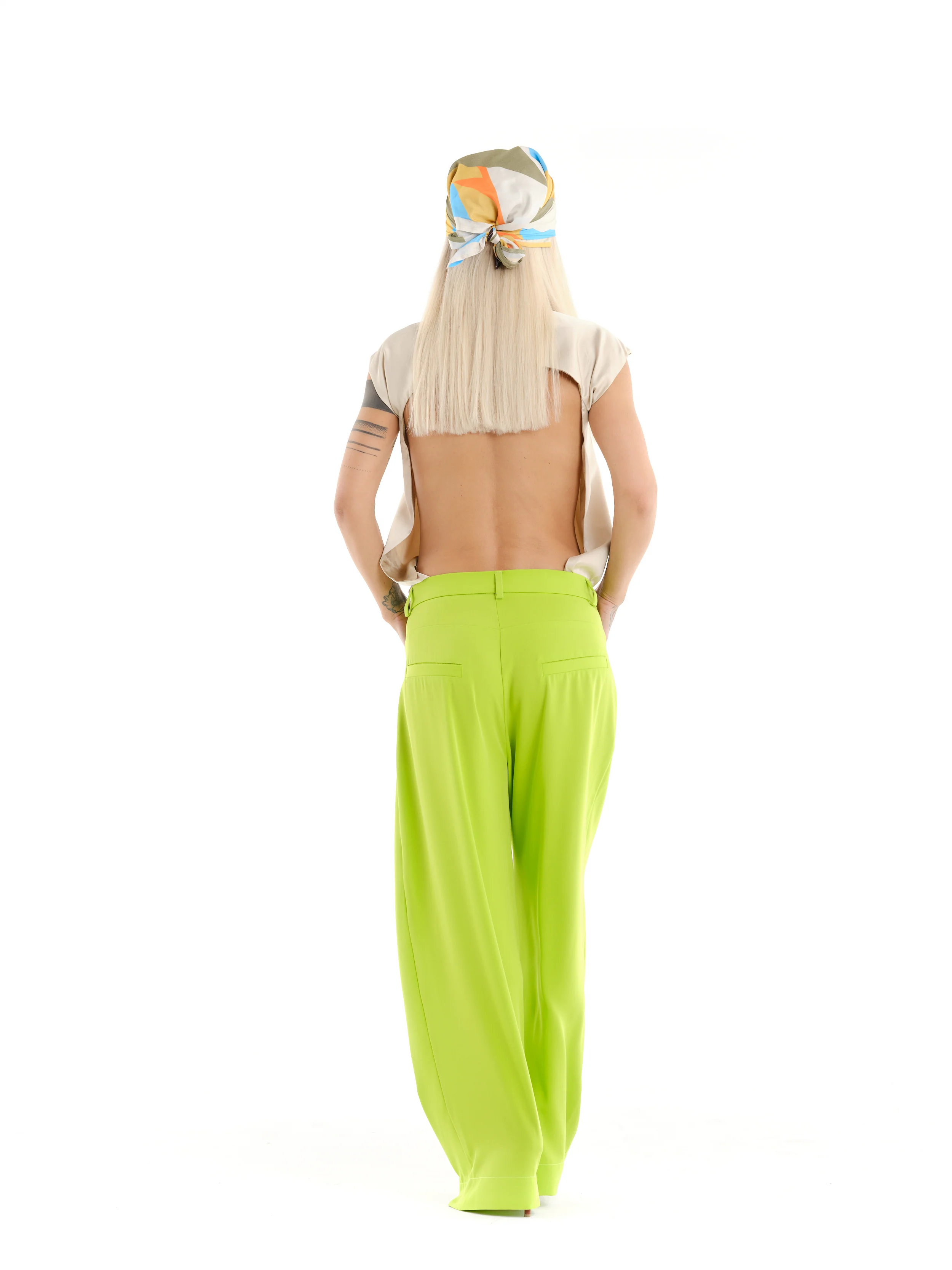 Backless Cream Satin T-Shirt - Image 7