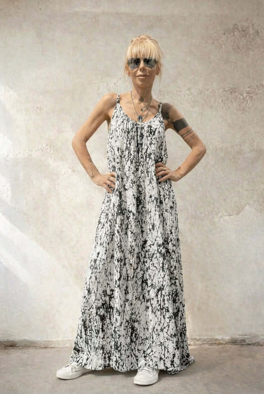 Ink Veil White Maxi Dress - Image 2