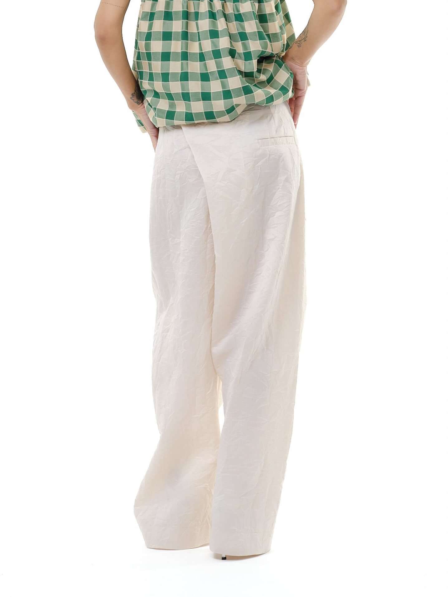 Beige Linen Tie-Waist Pants - Image 5