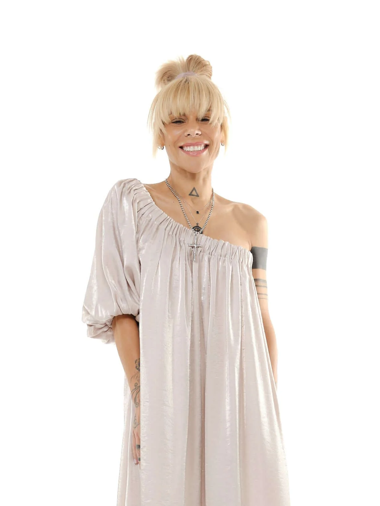 Beige One-Shoulder Asymmetric Maxi Dress - Image 5