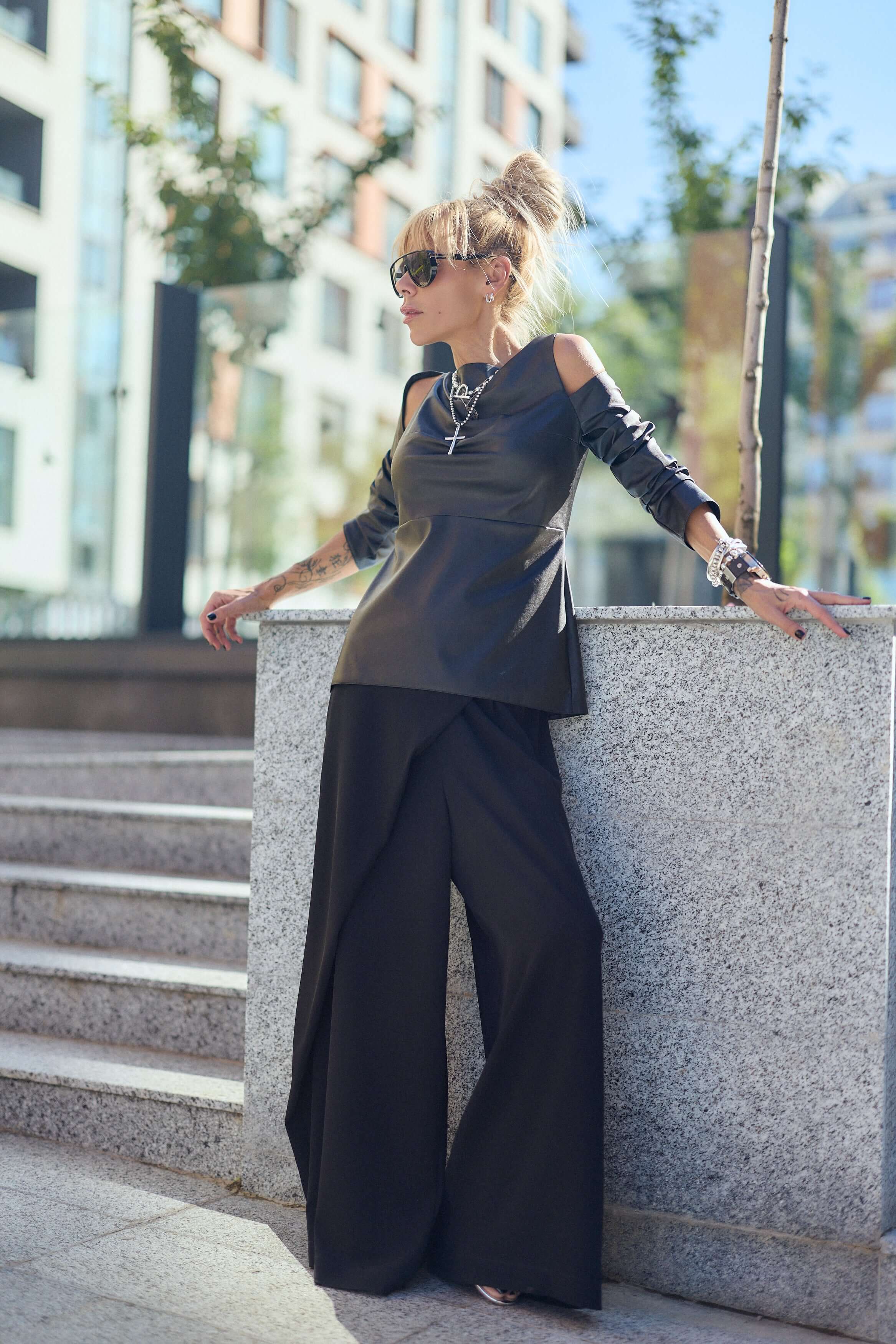 Black Faux Leather Top - Image 2