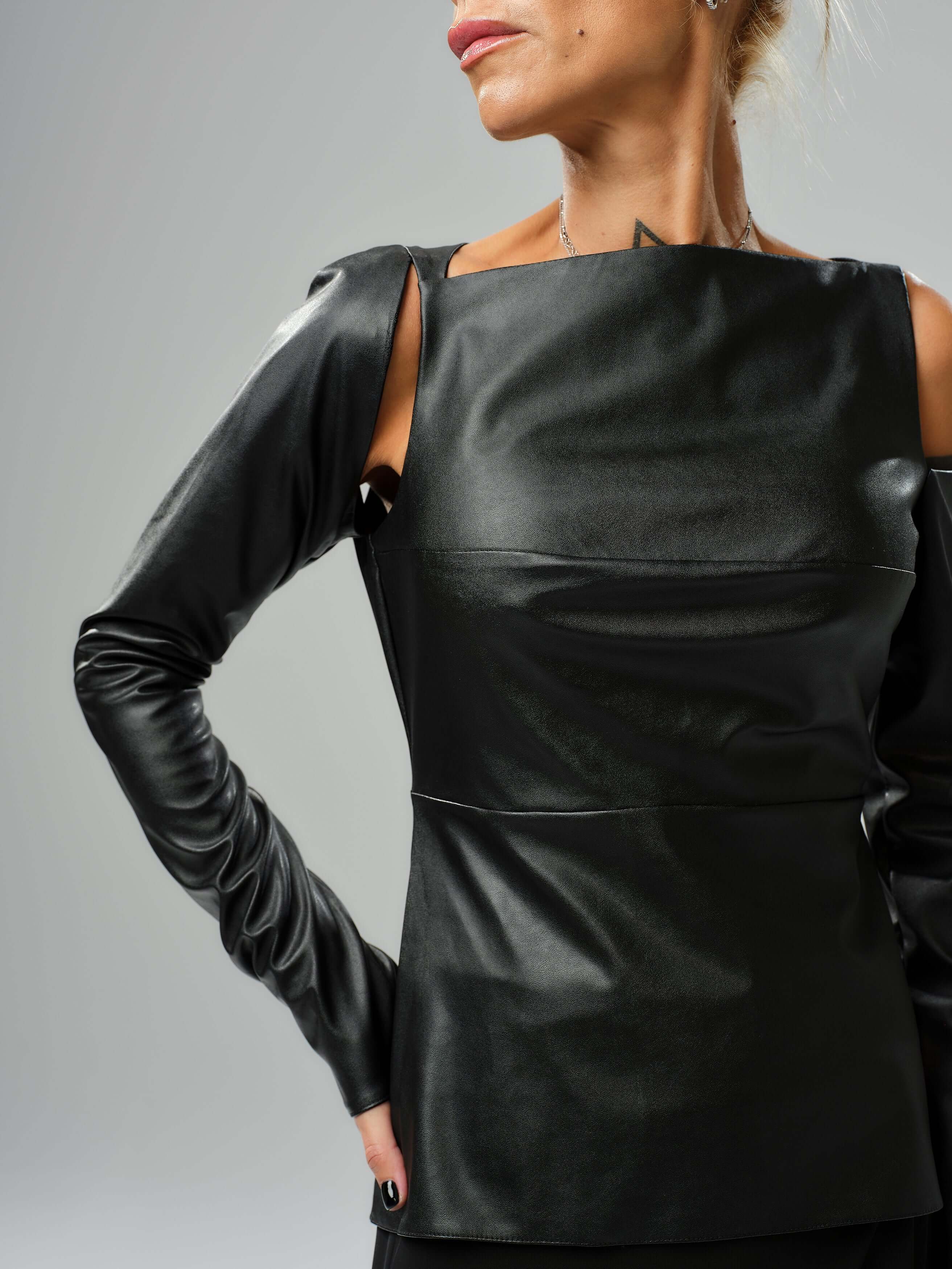 Black Faux Leather Top - Image 3