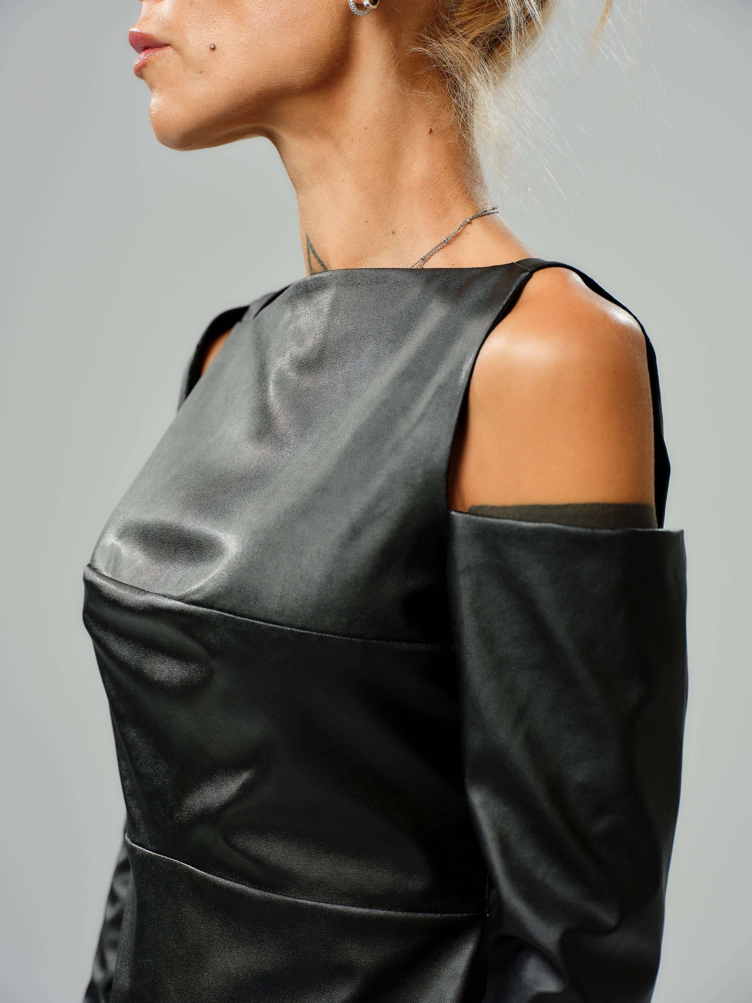 Black Faux Leather Top - Image 6