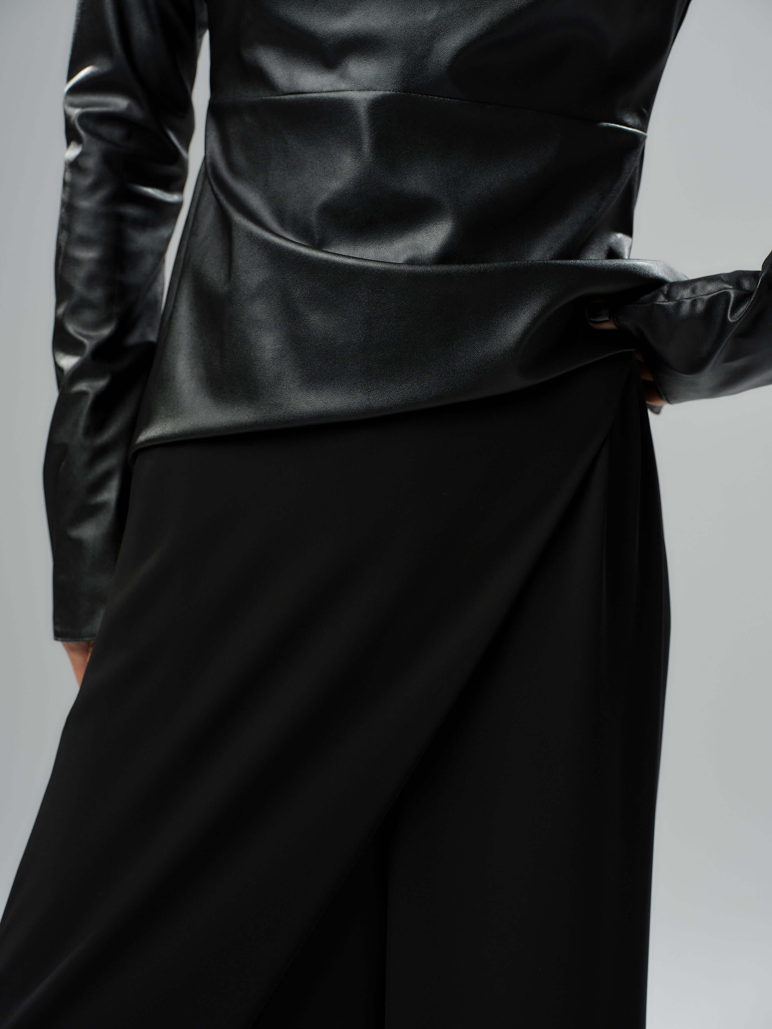 Black Faux Leather Top - Image 7