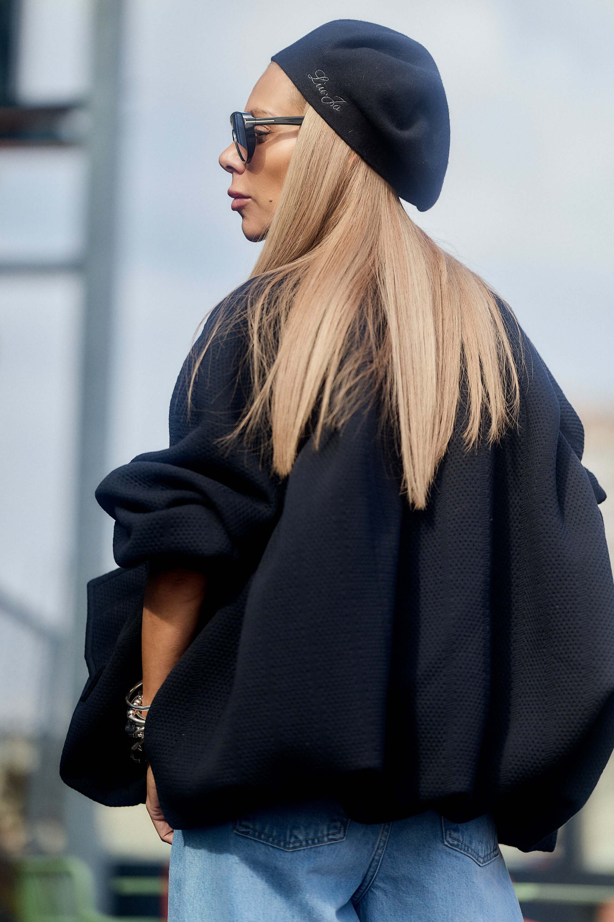 Black Oversized Textured Jacket - Image 3
