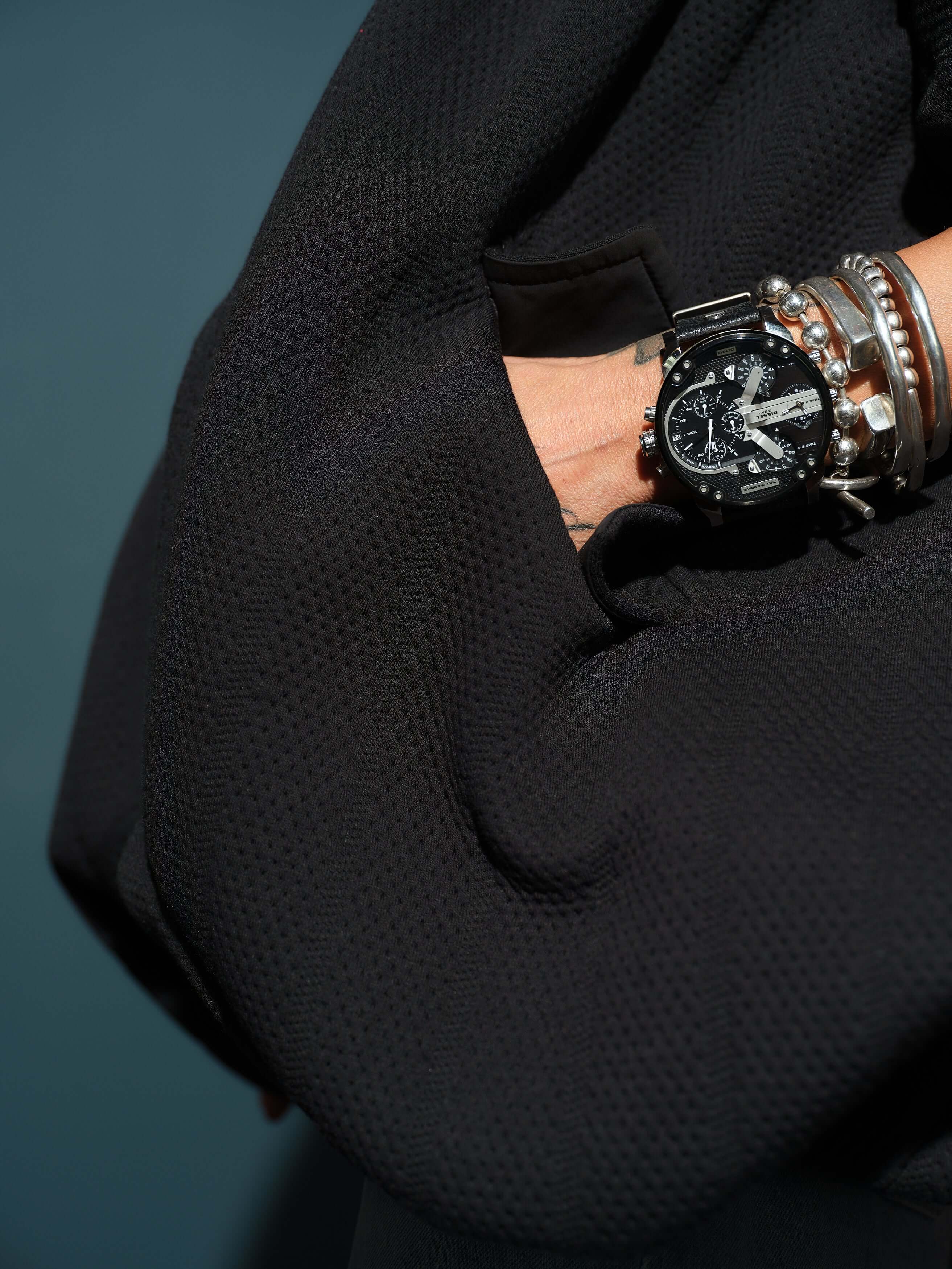 Black Oversized Textured Jacket - Image 6