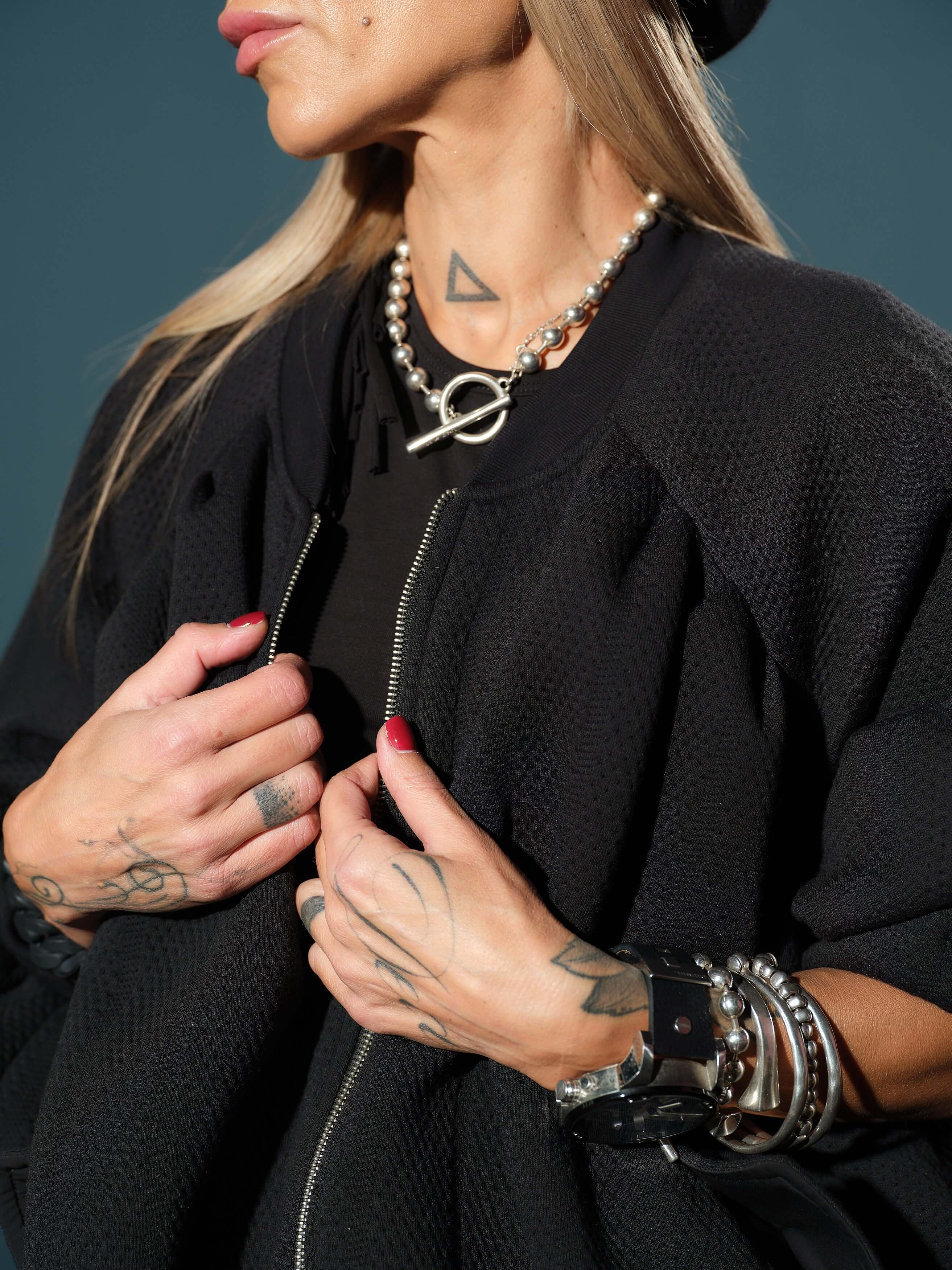 Black Oversized Textured Jacket - Image 7