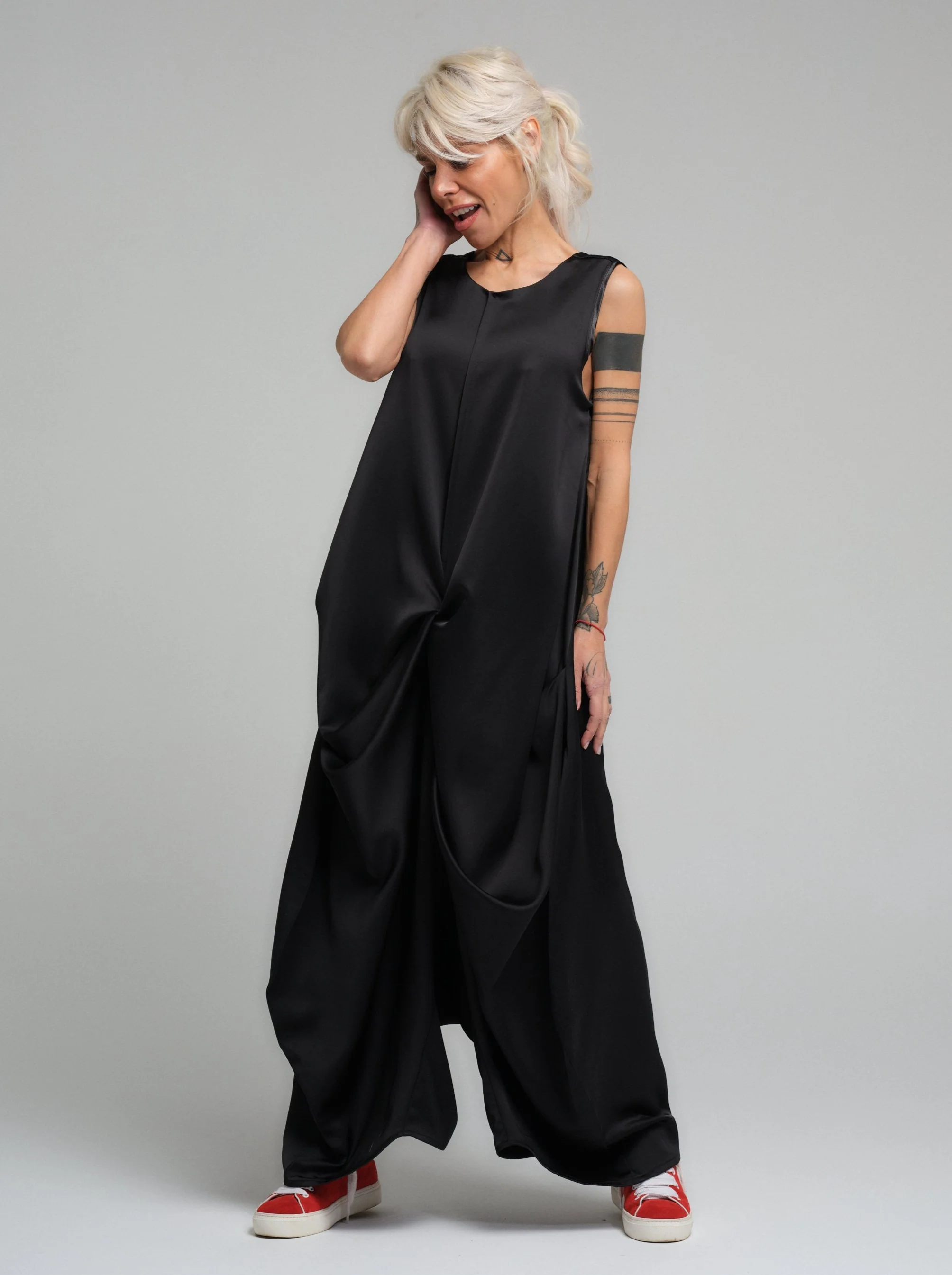 Black Softly Structured Jumpsuit - Image 6