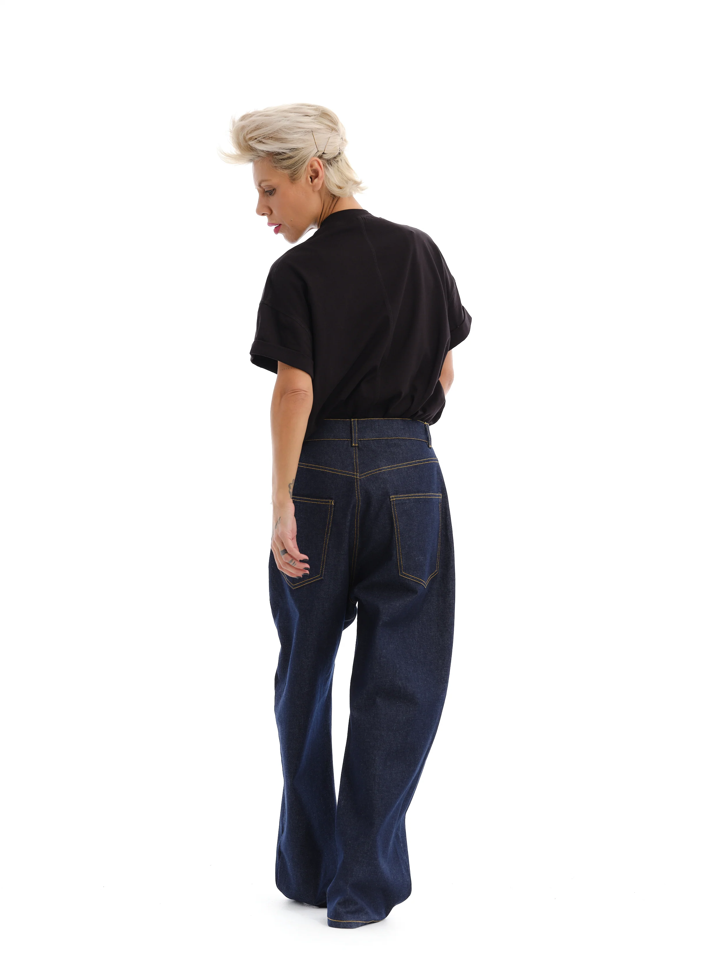 Black T-Shirt with Decorative Patches - Image 10