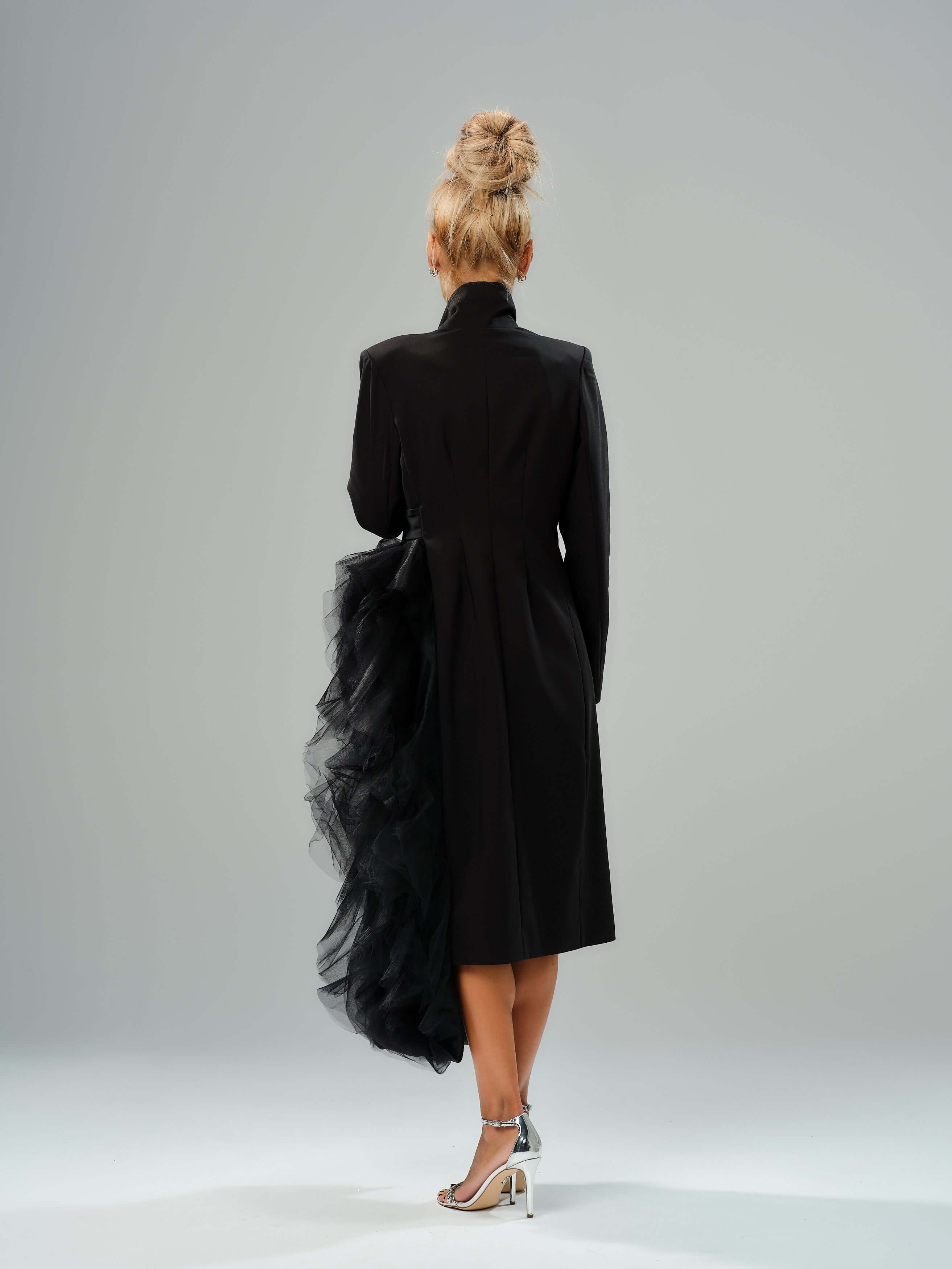 Black Tulle Detail Blazer - Image 10