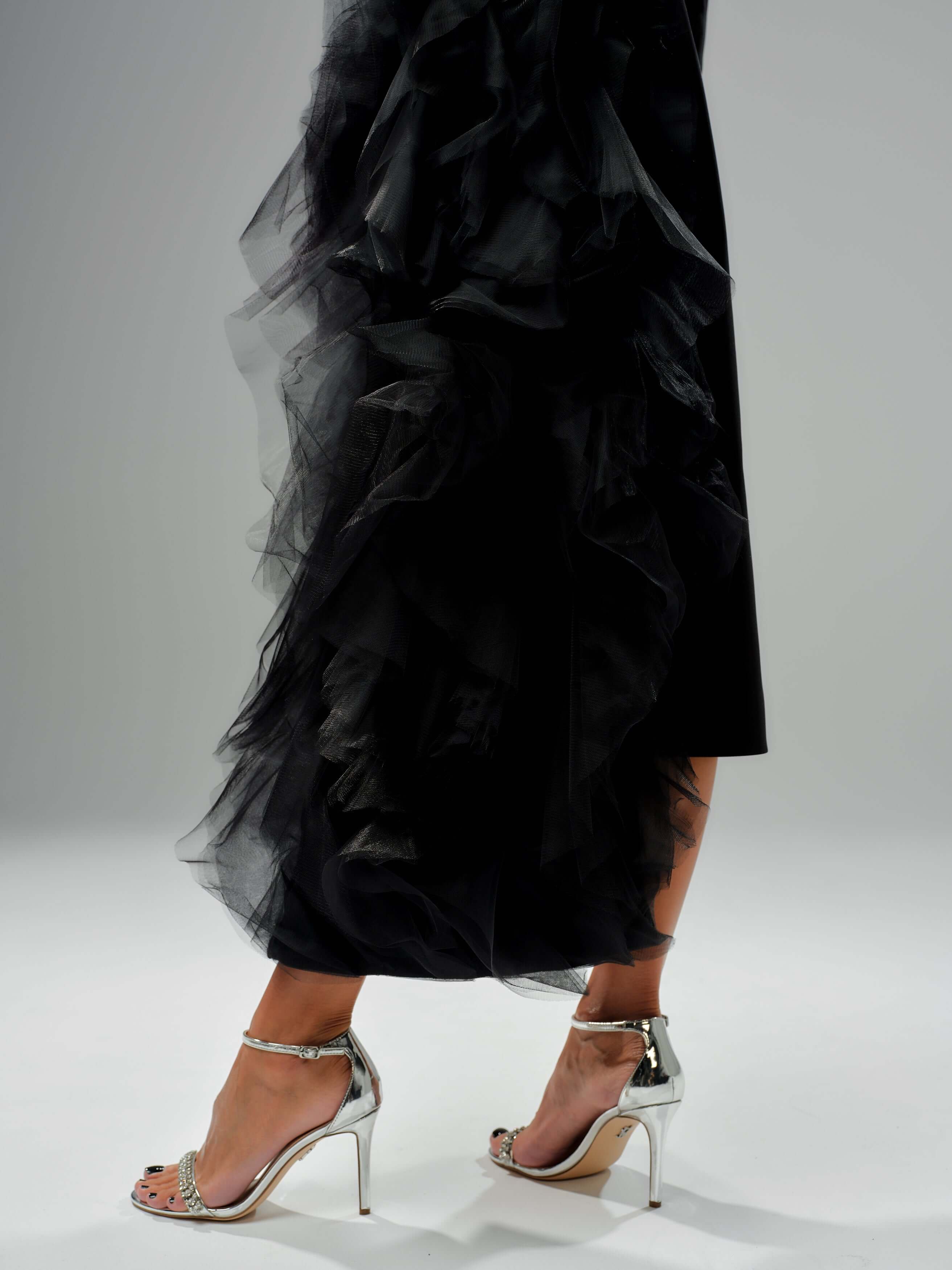 Black Tulle Detail Blazer - Image 8
