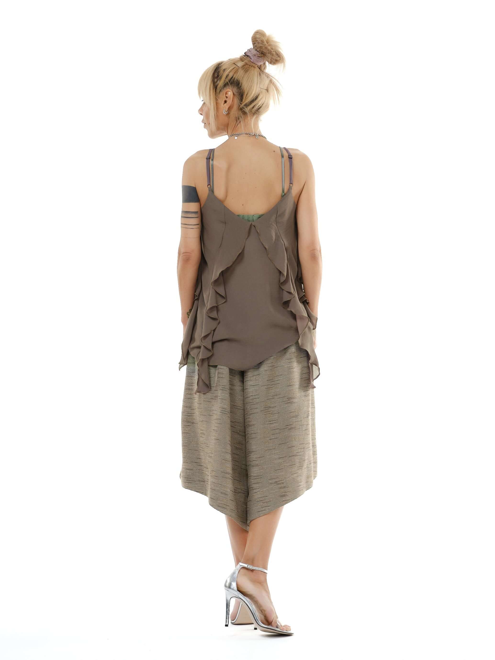 Brown Ruffle Cami Top - Image 6