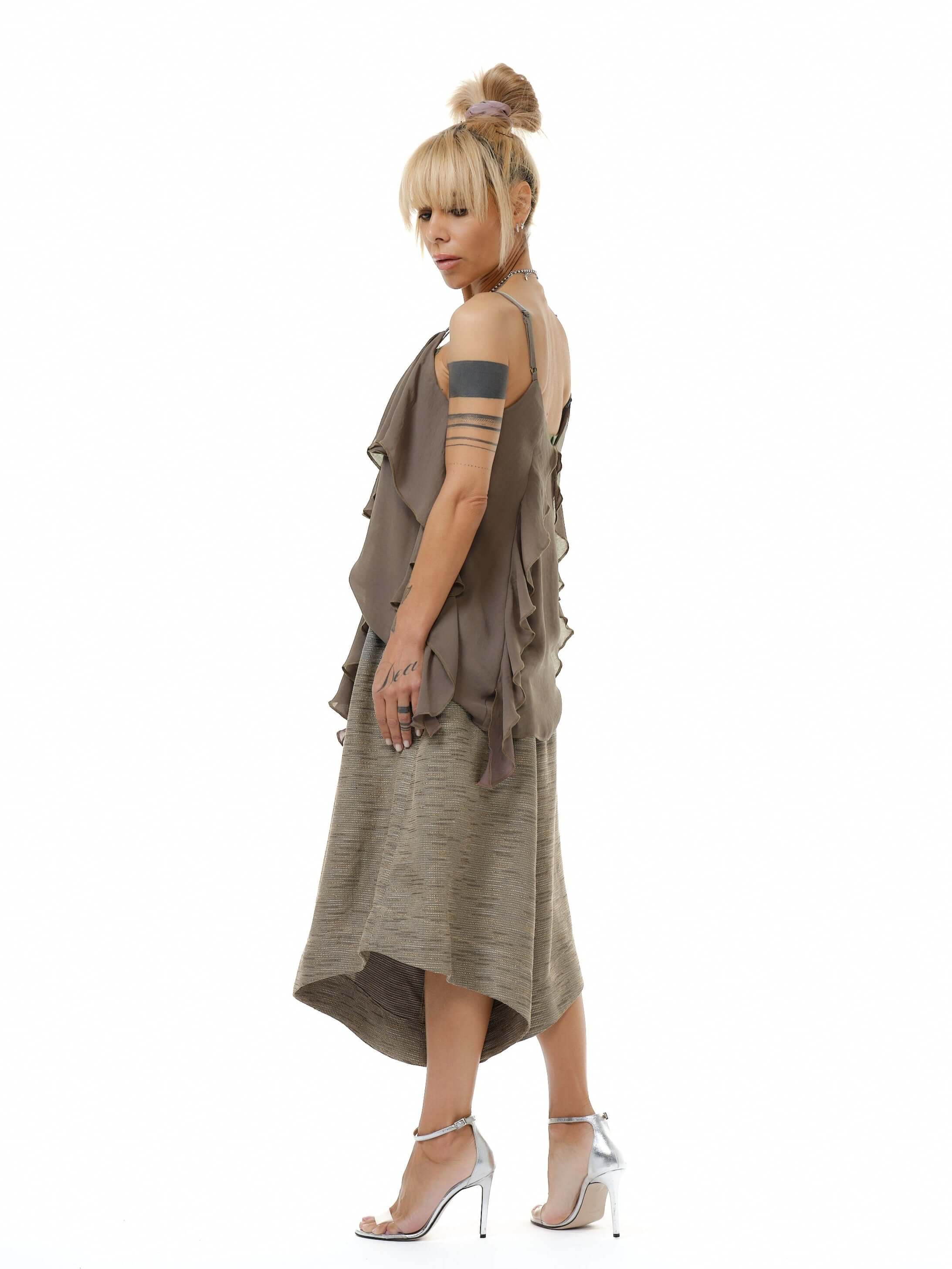 Brown Ruffle Cami Top - Image 7