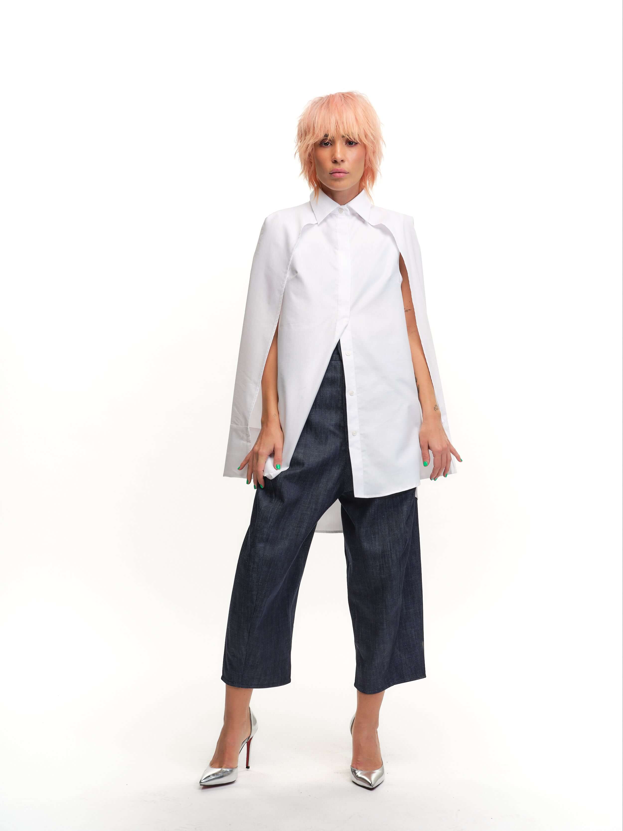 Cape-Effect Button-Down Shirt - Image 2