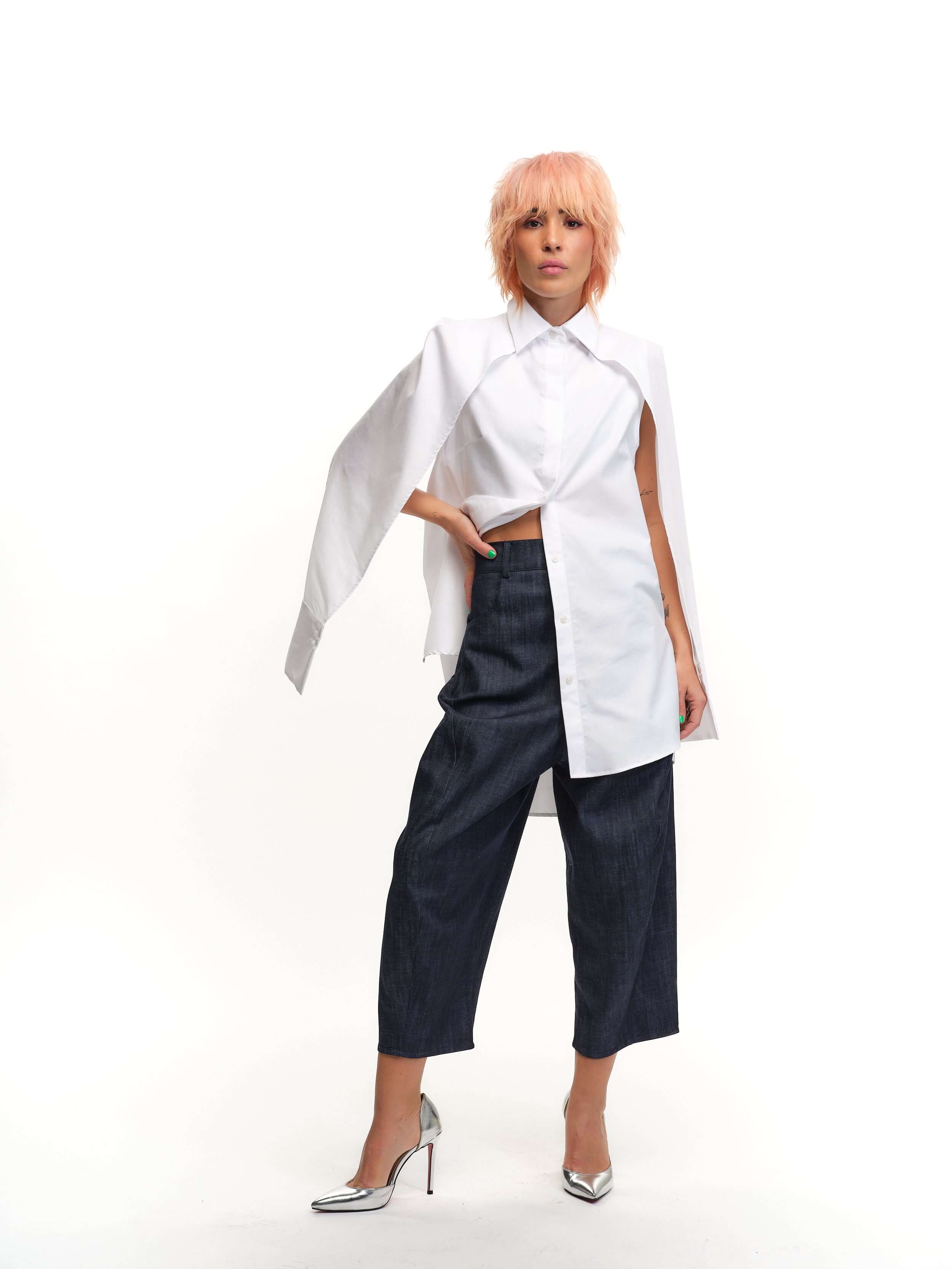 Cape-Effect Button-Down Shirt - Image 4