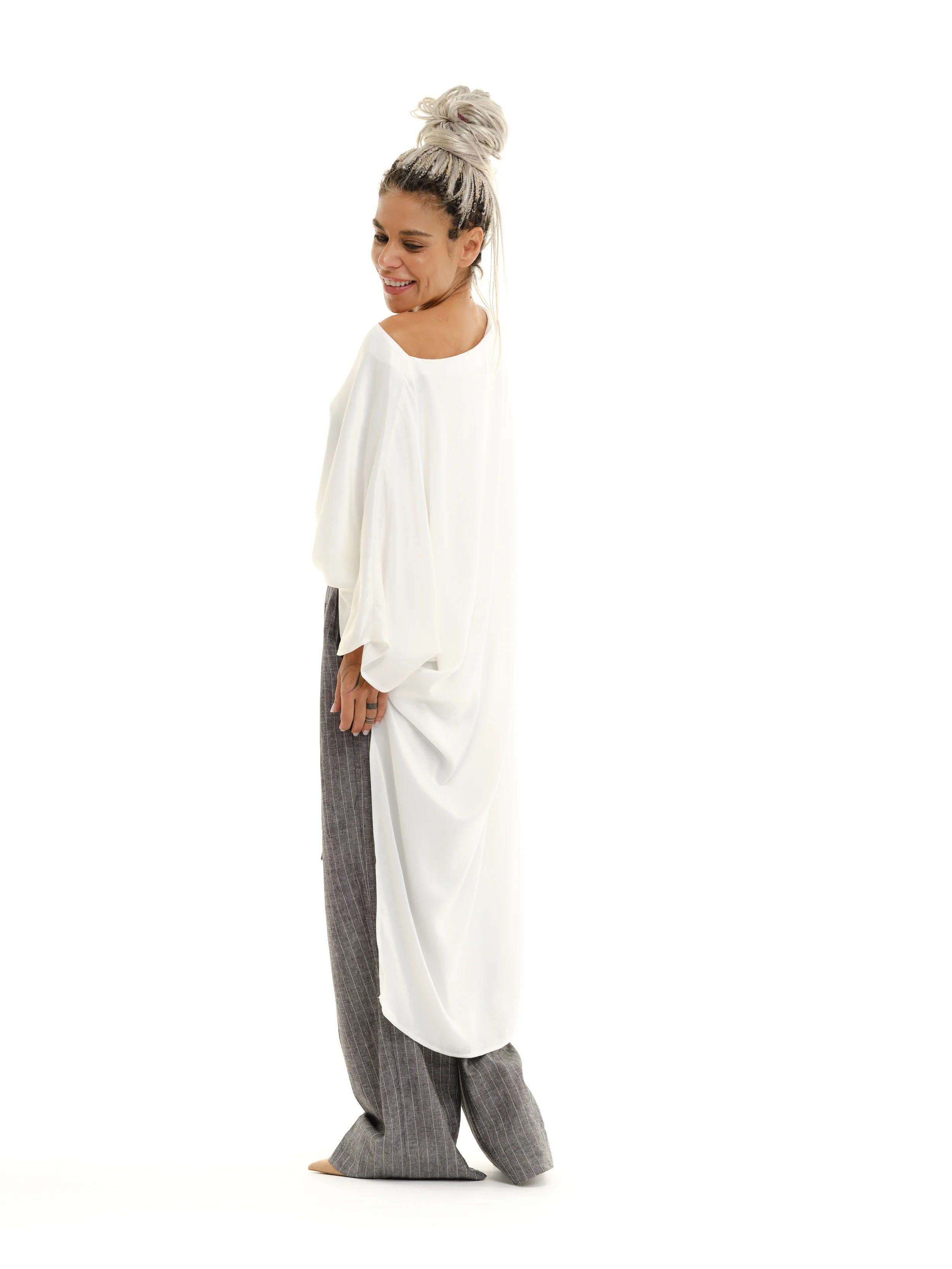 Off-The-Shoulder Maxi Tunic in White - Image 13