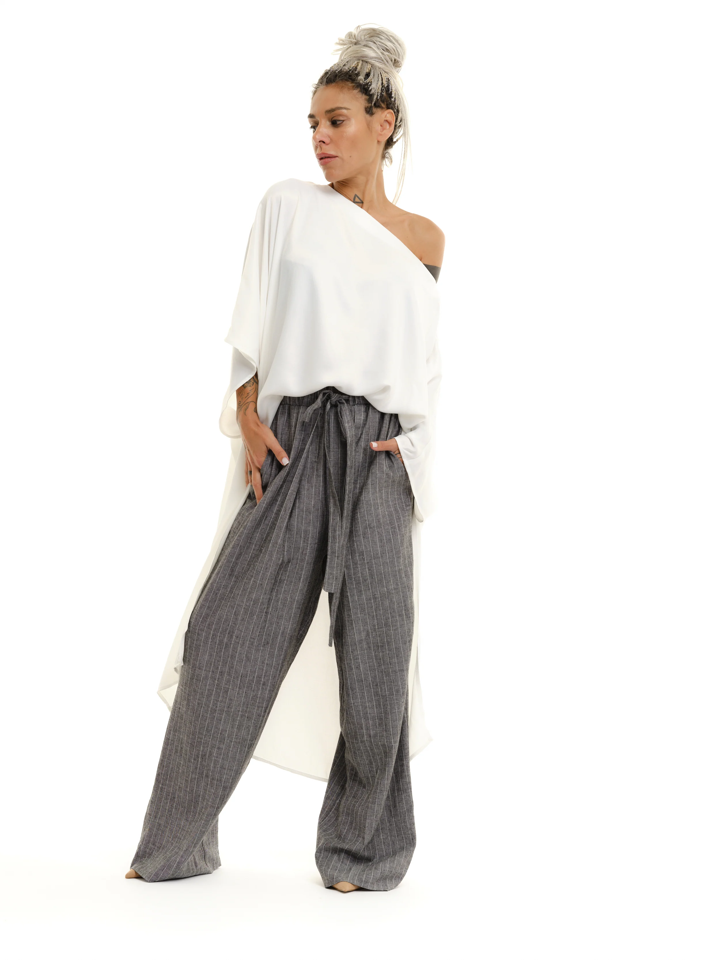 Off-The-Shoulder Maxi Tunic in White - Image 19