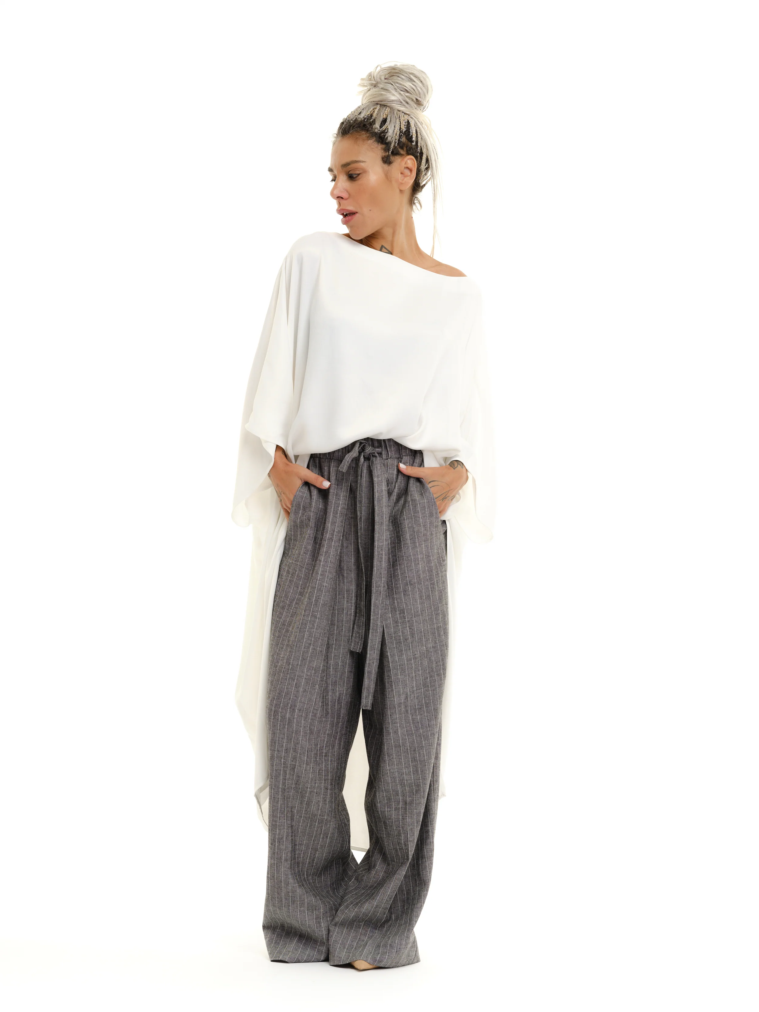 Off-The-Shoulder Maxi Tunic in White - Image 4