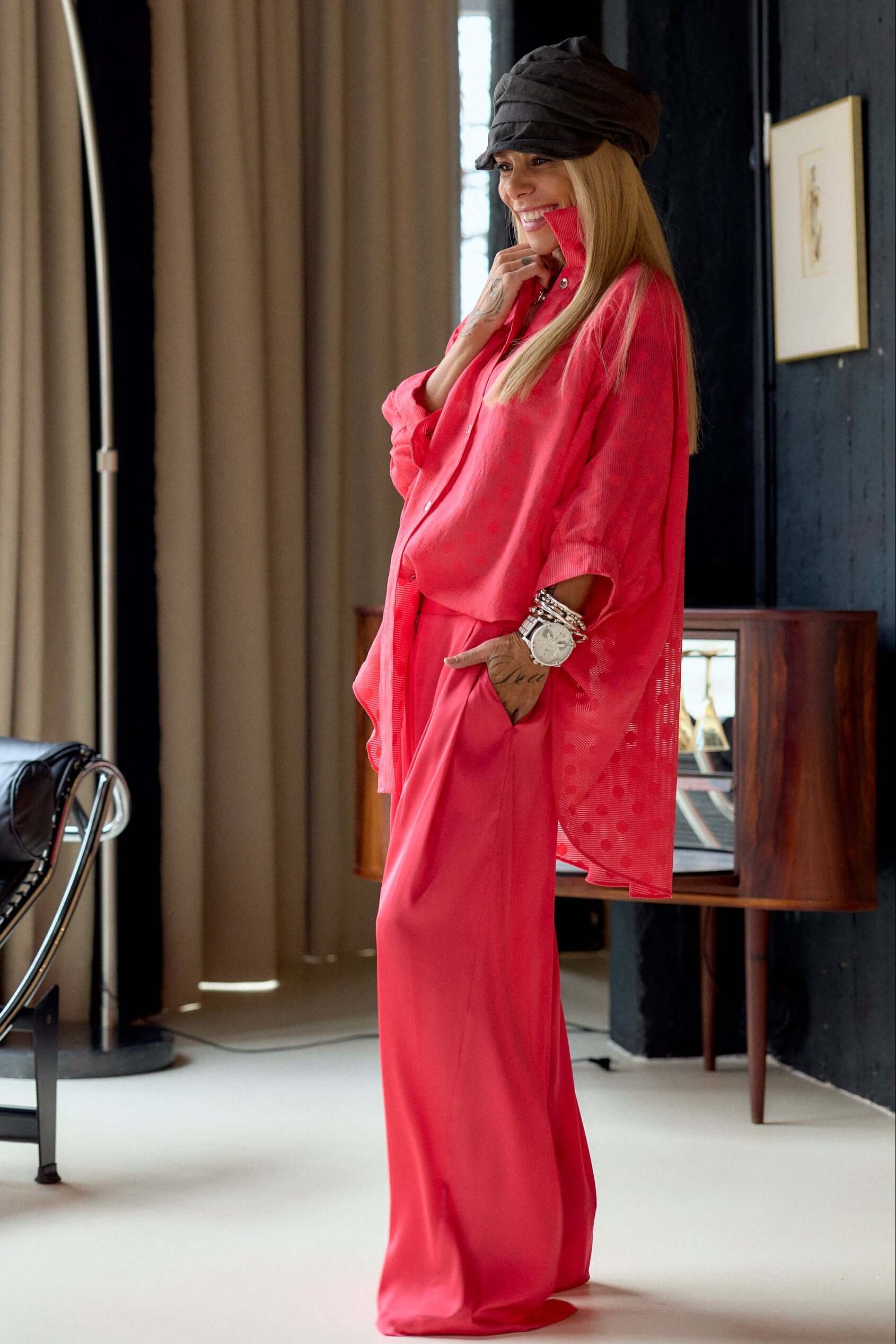 Coral Wide-Leg Pants