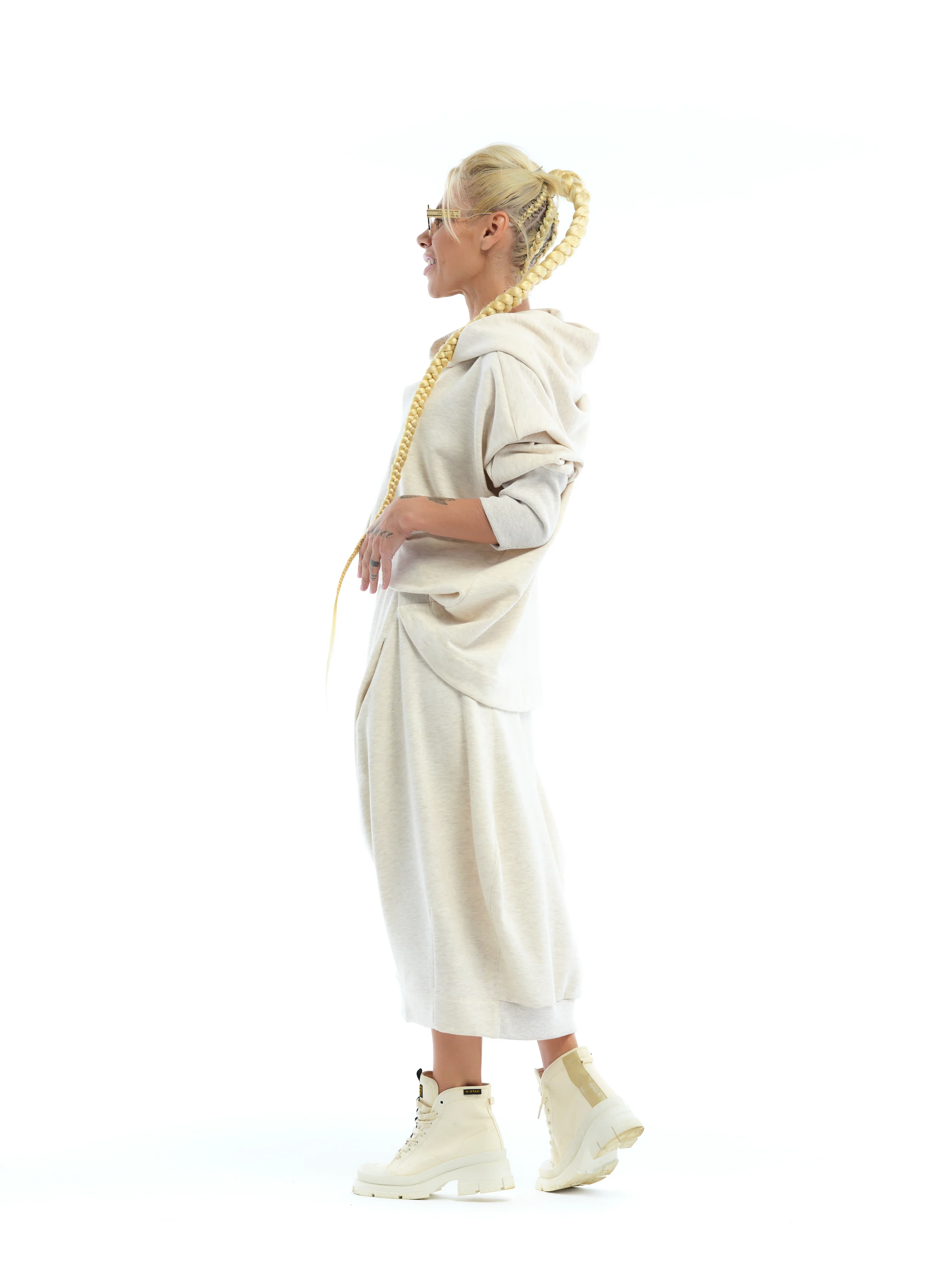 Cream Hoodie and Skirt Sweatsuit Set - Image 6