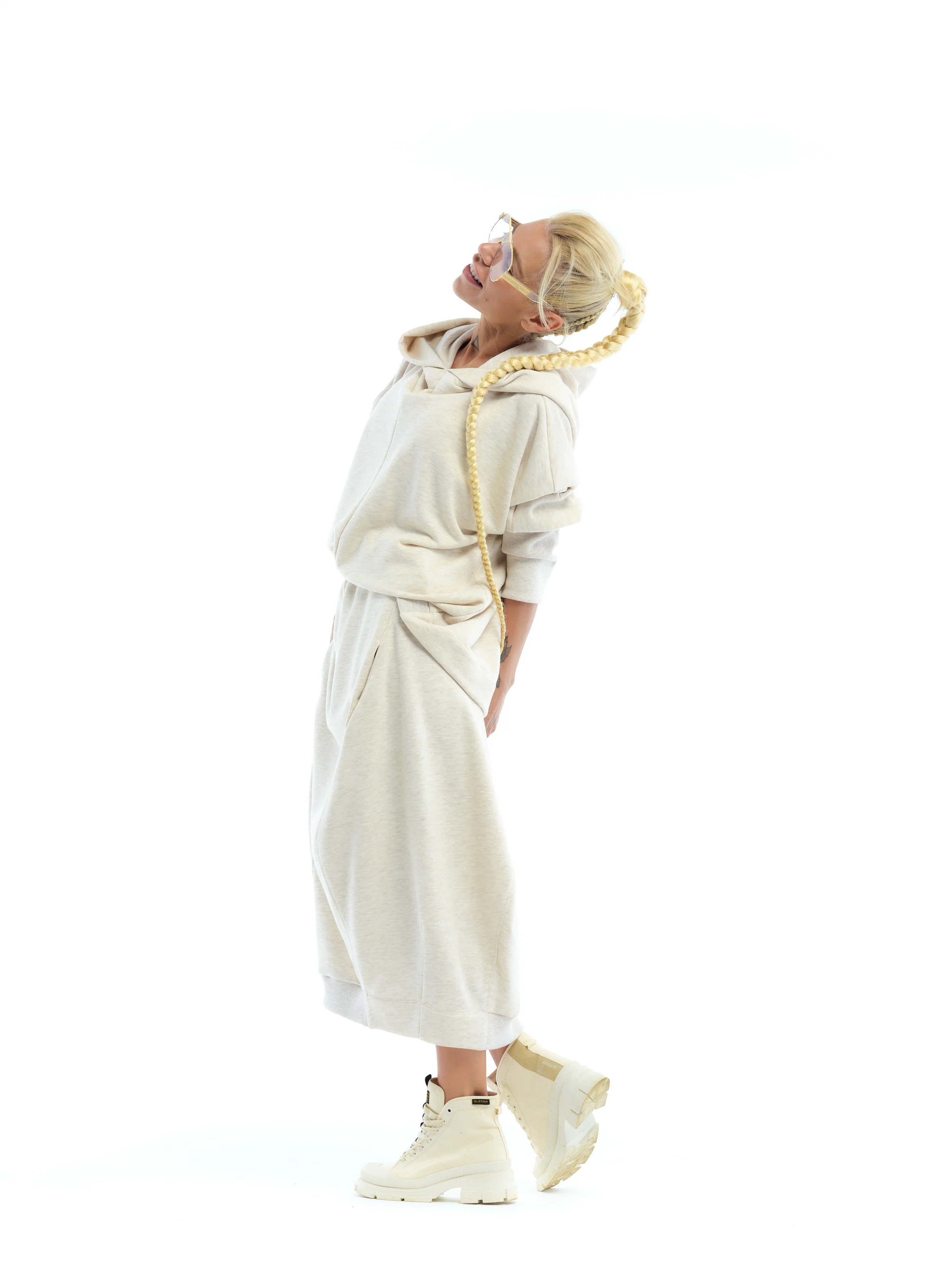 Cream Hoodie and Skirt Sweatsuit Set - Image 7
