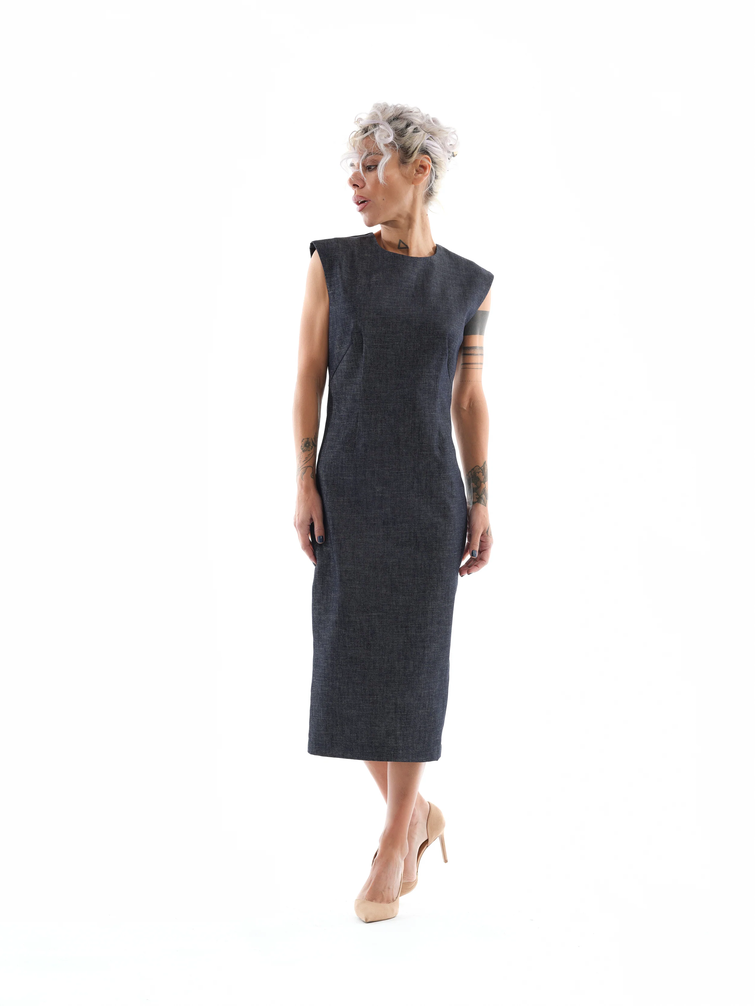 Denim Cutout Midi Dress - Image 10