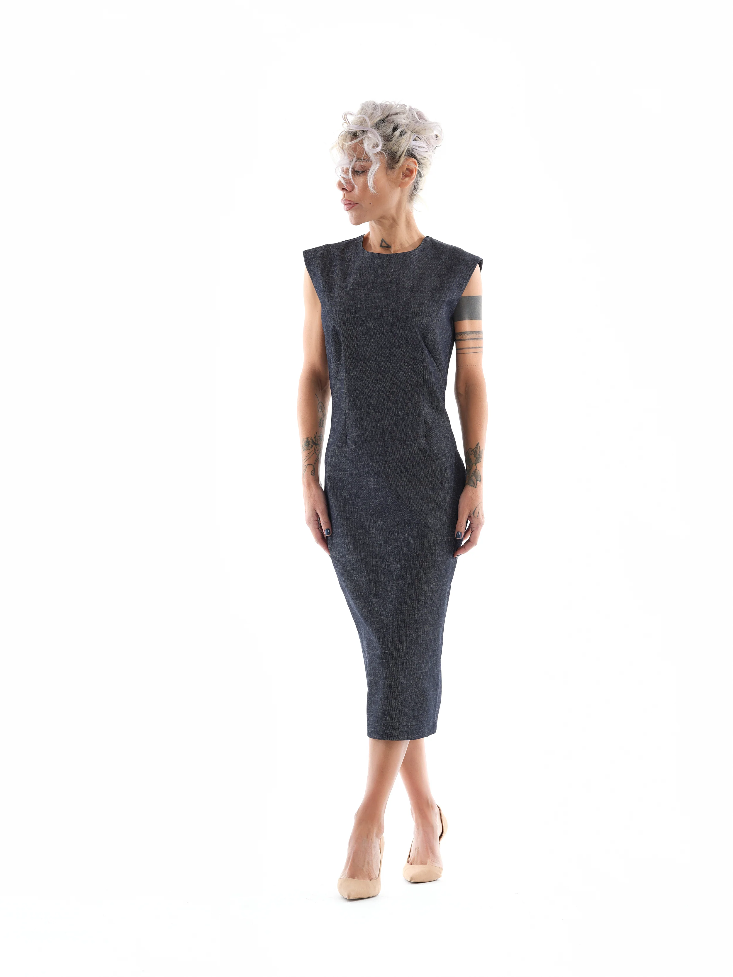 Denim Cutout Midi Dress - Image 11