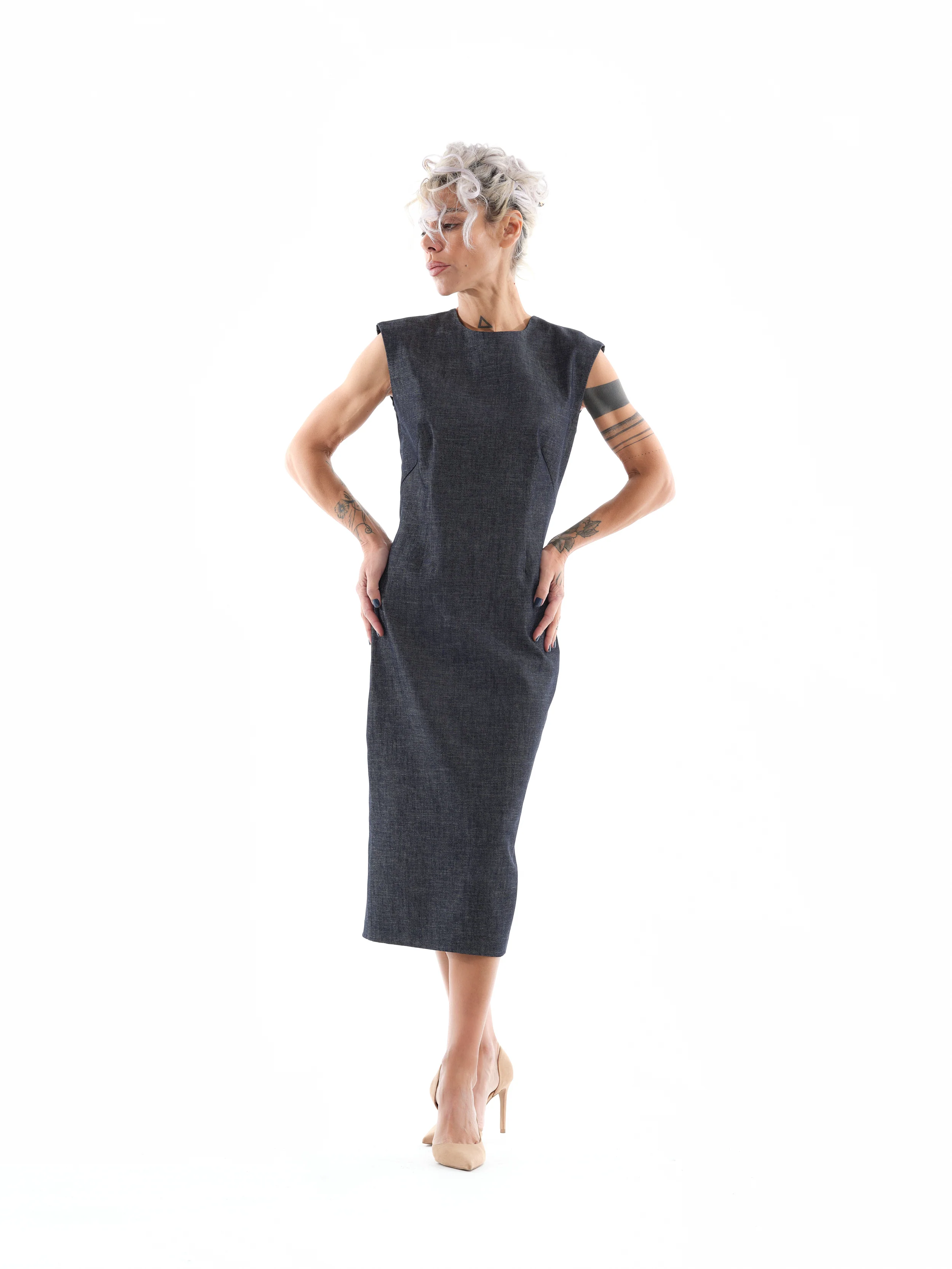 Denim Cutout Midi Dress - Image 12