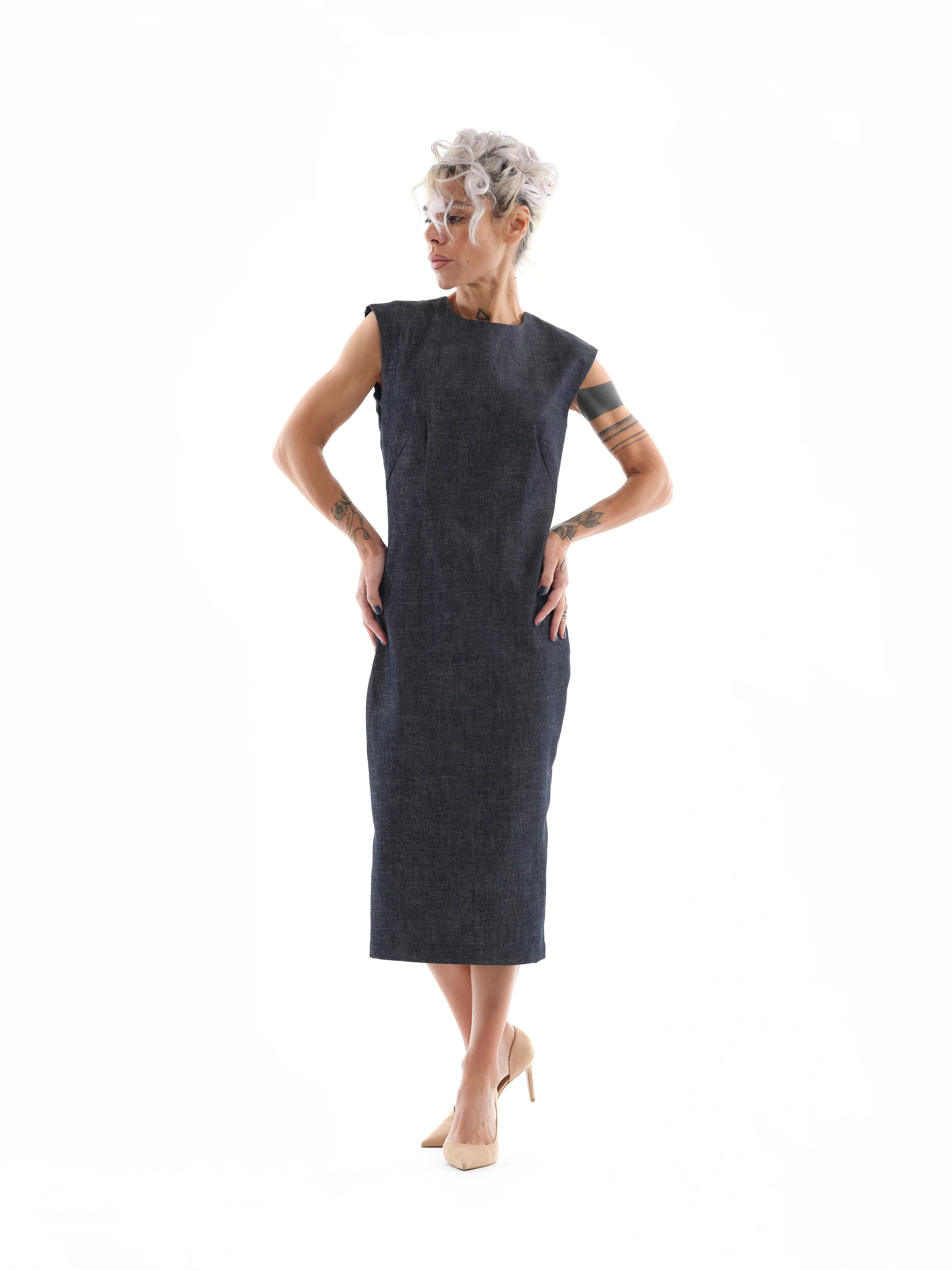 Denim Cutout Midi Dress - Image 13
