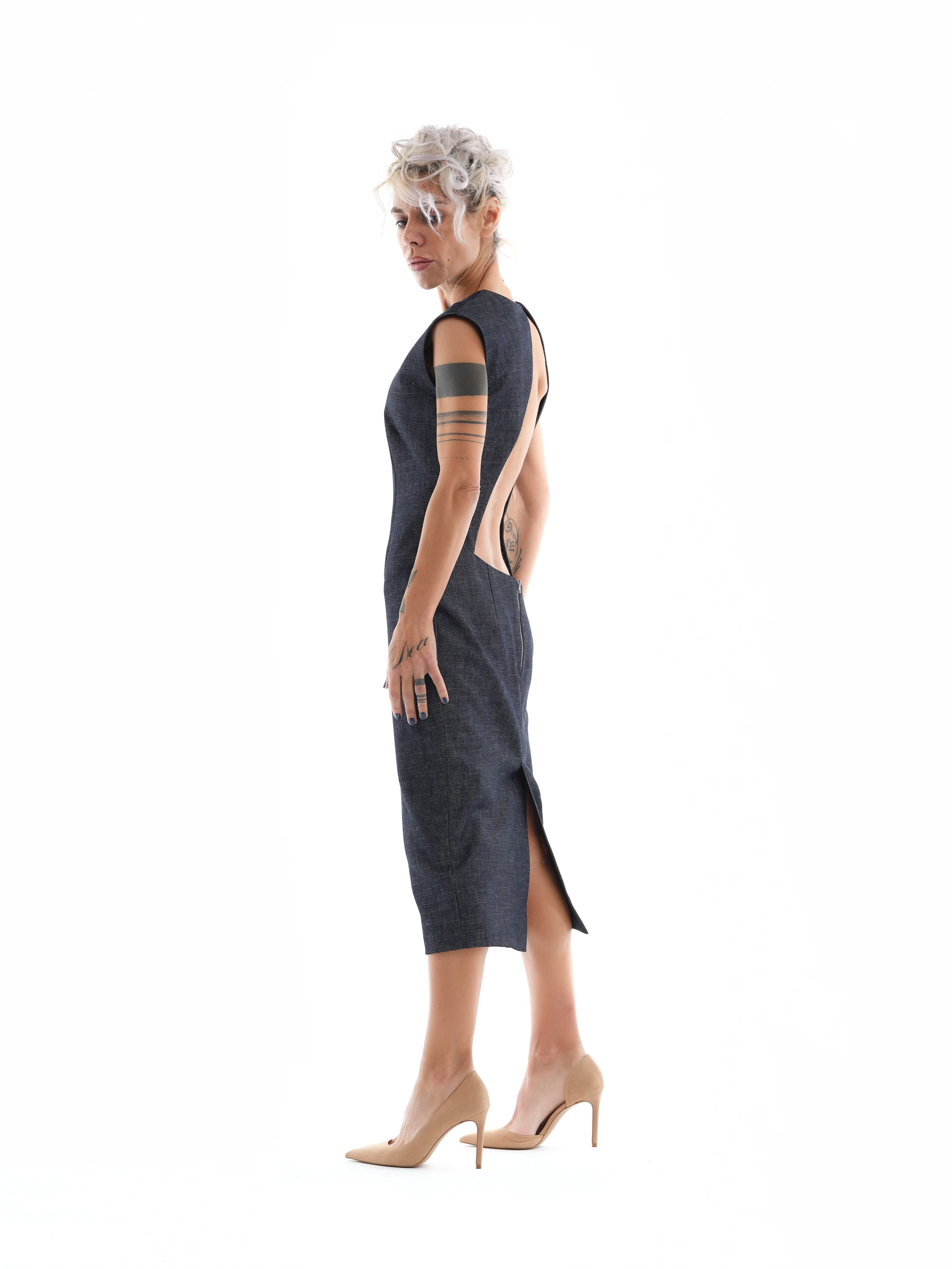 Denim Cutout Midi Dress - Image 14