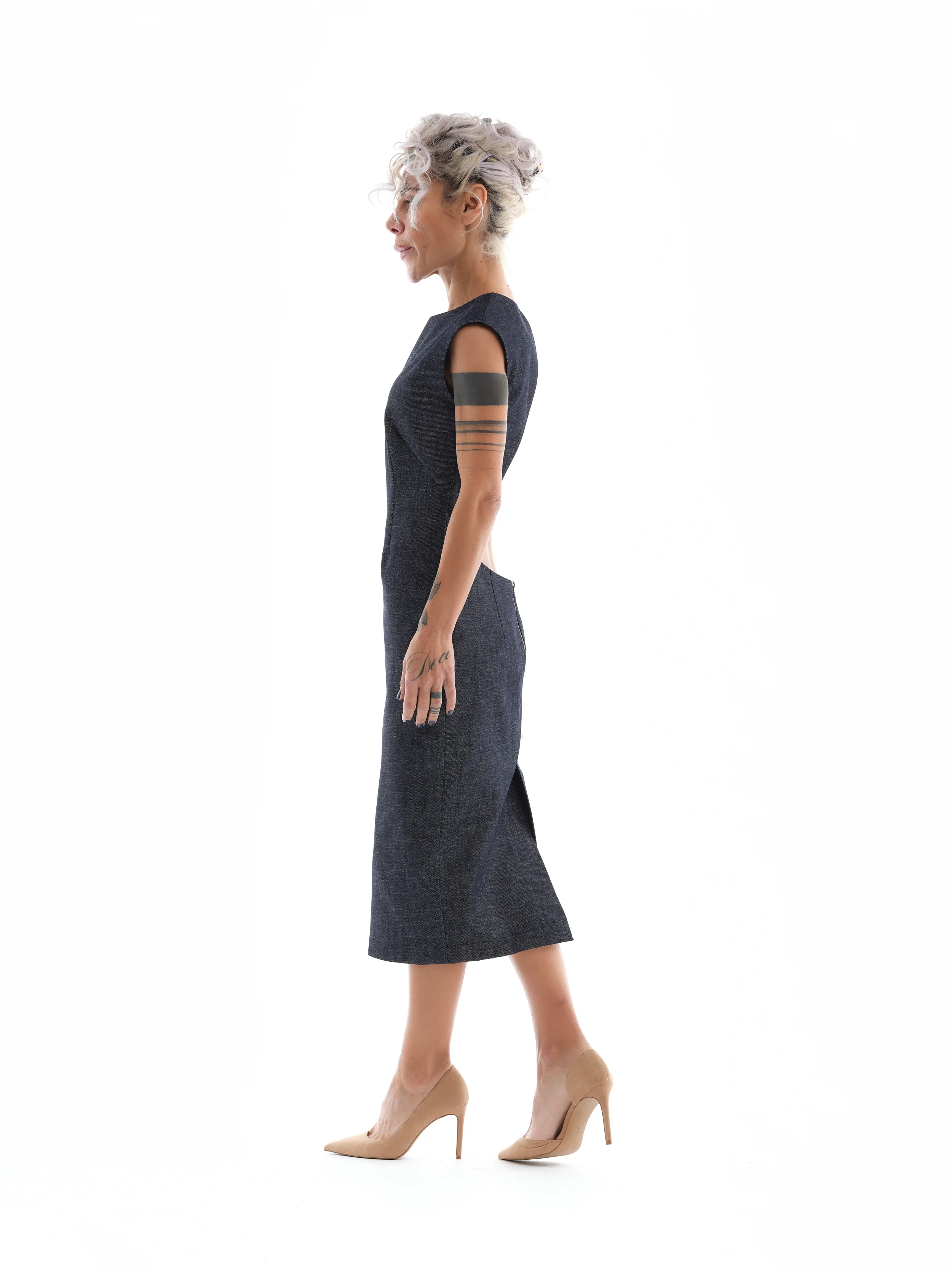 Denim Cutout Midi Dress - Image 15