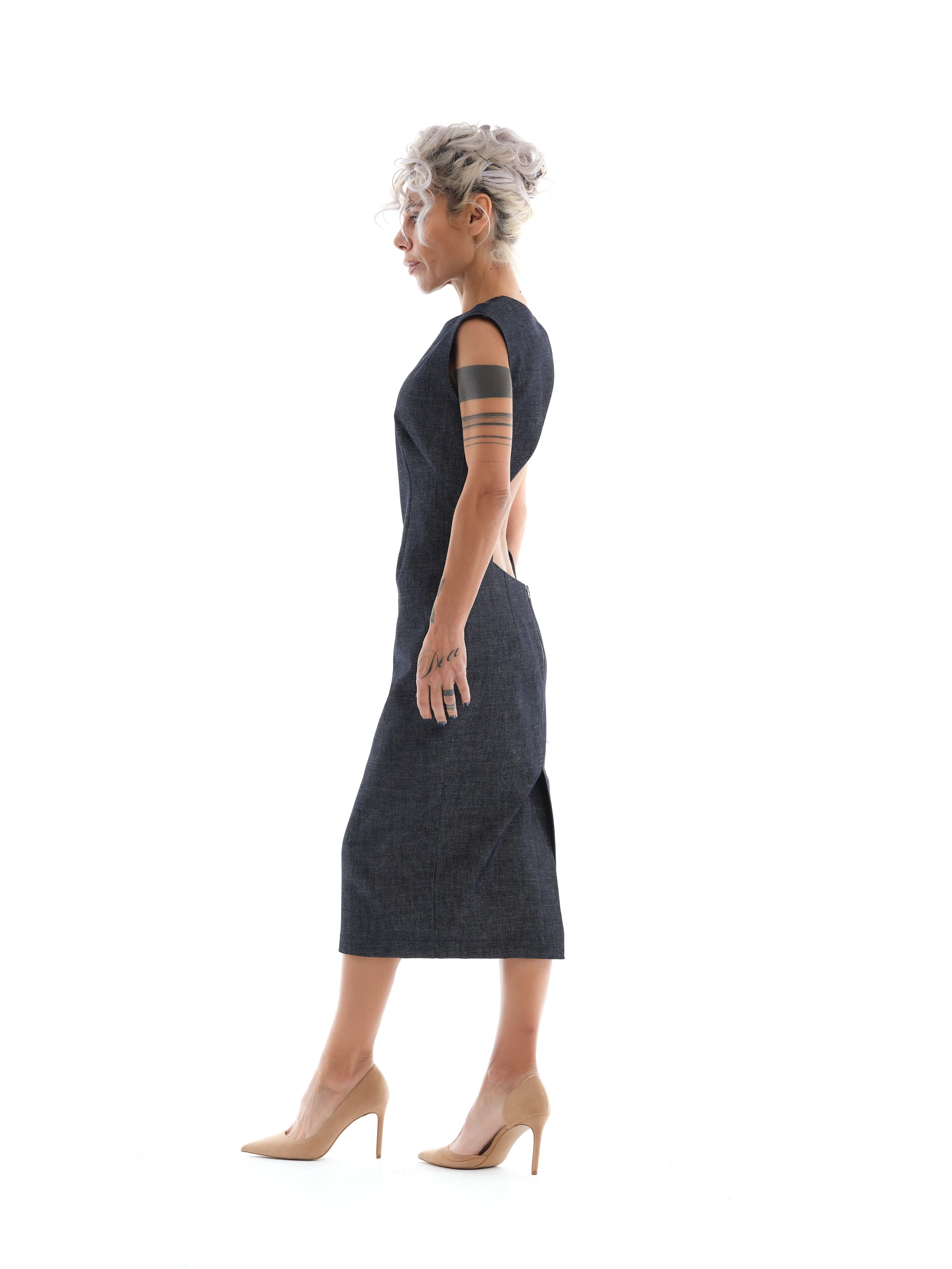 Denim Cutout Midi Dress - Image 16