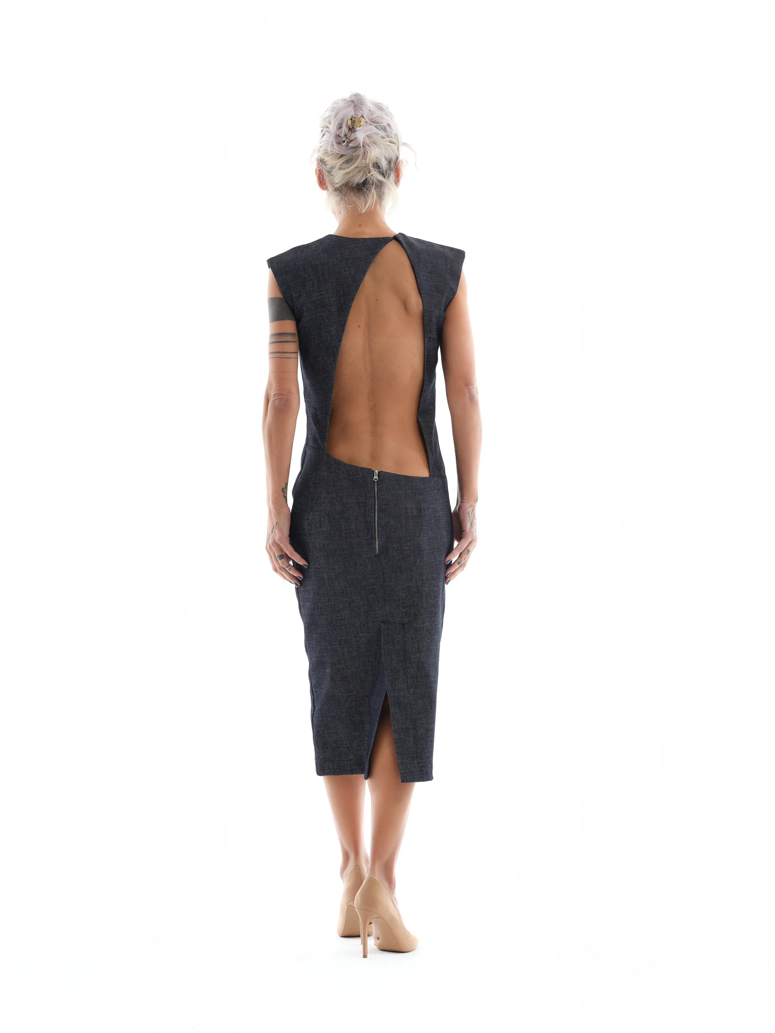Denim Cutout Midi Dress - Image 6