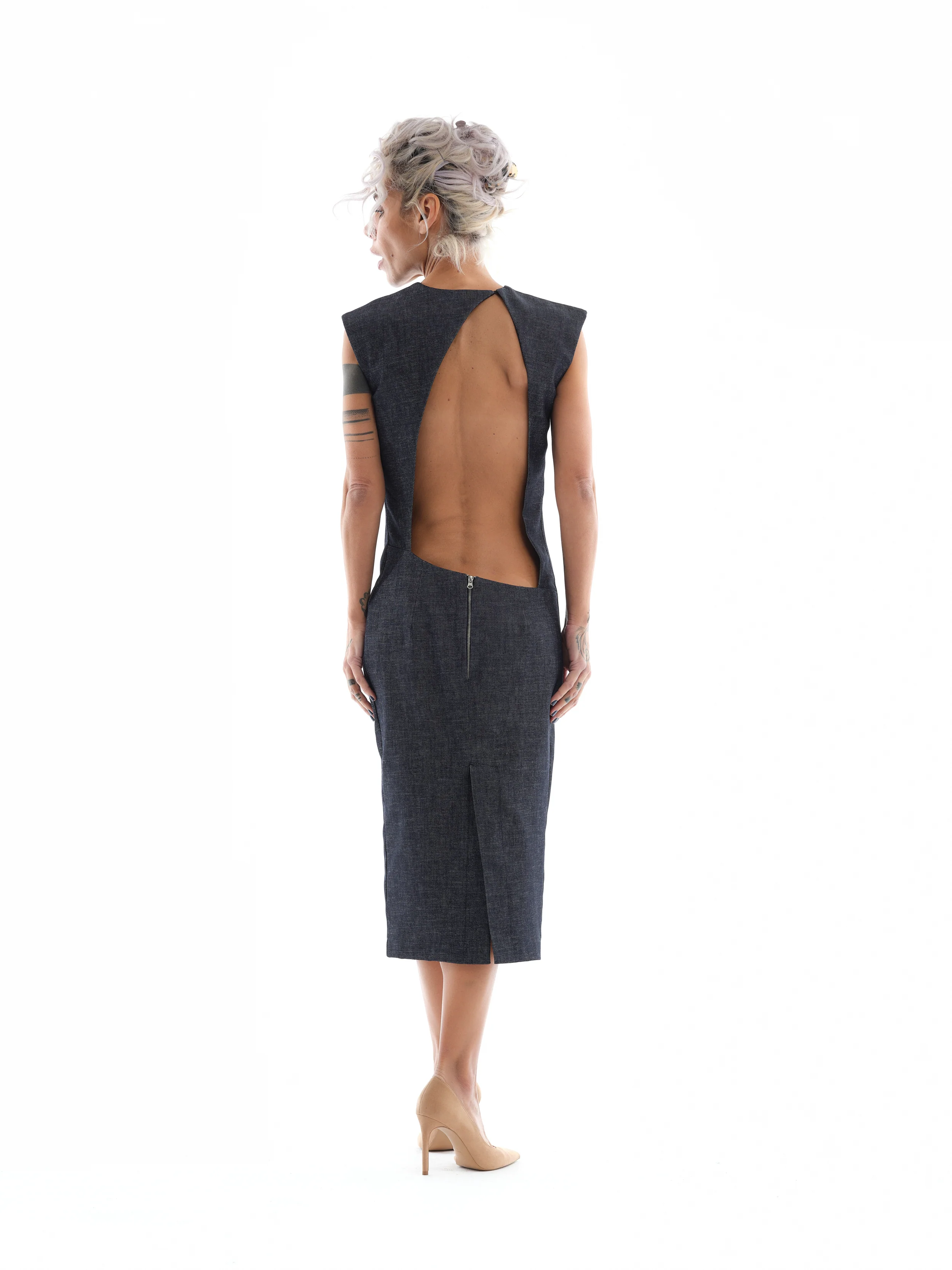 Denim Cutout Midi Dress - Image 7