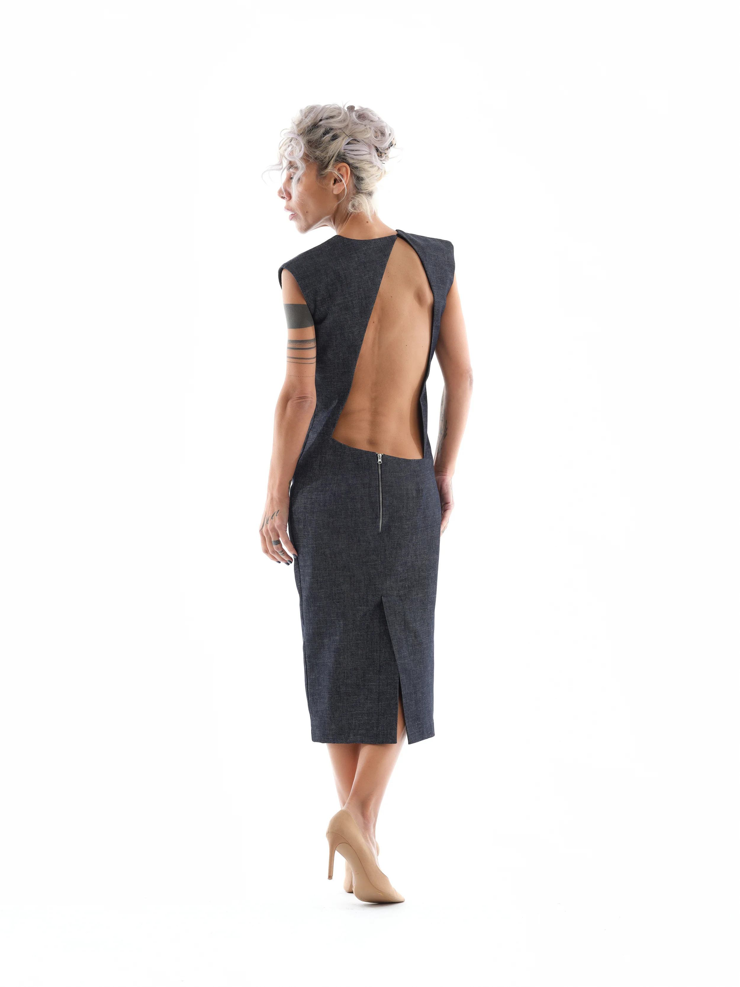 Denim Cutout Midi Dress - Image 8