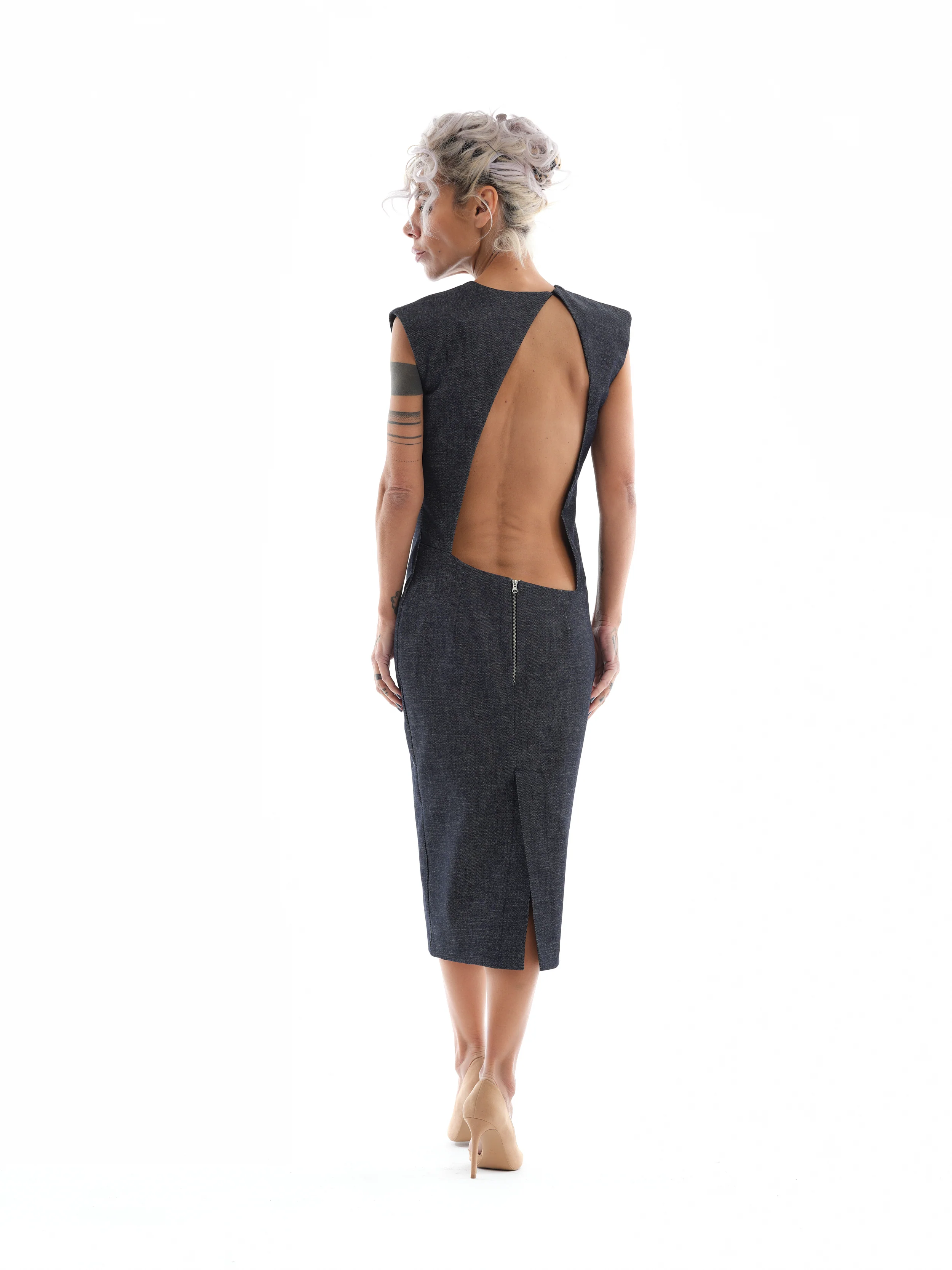 Denim Cutout Midi Dress - Image 9