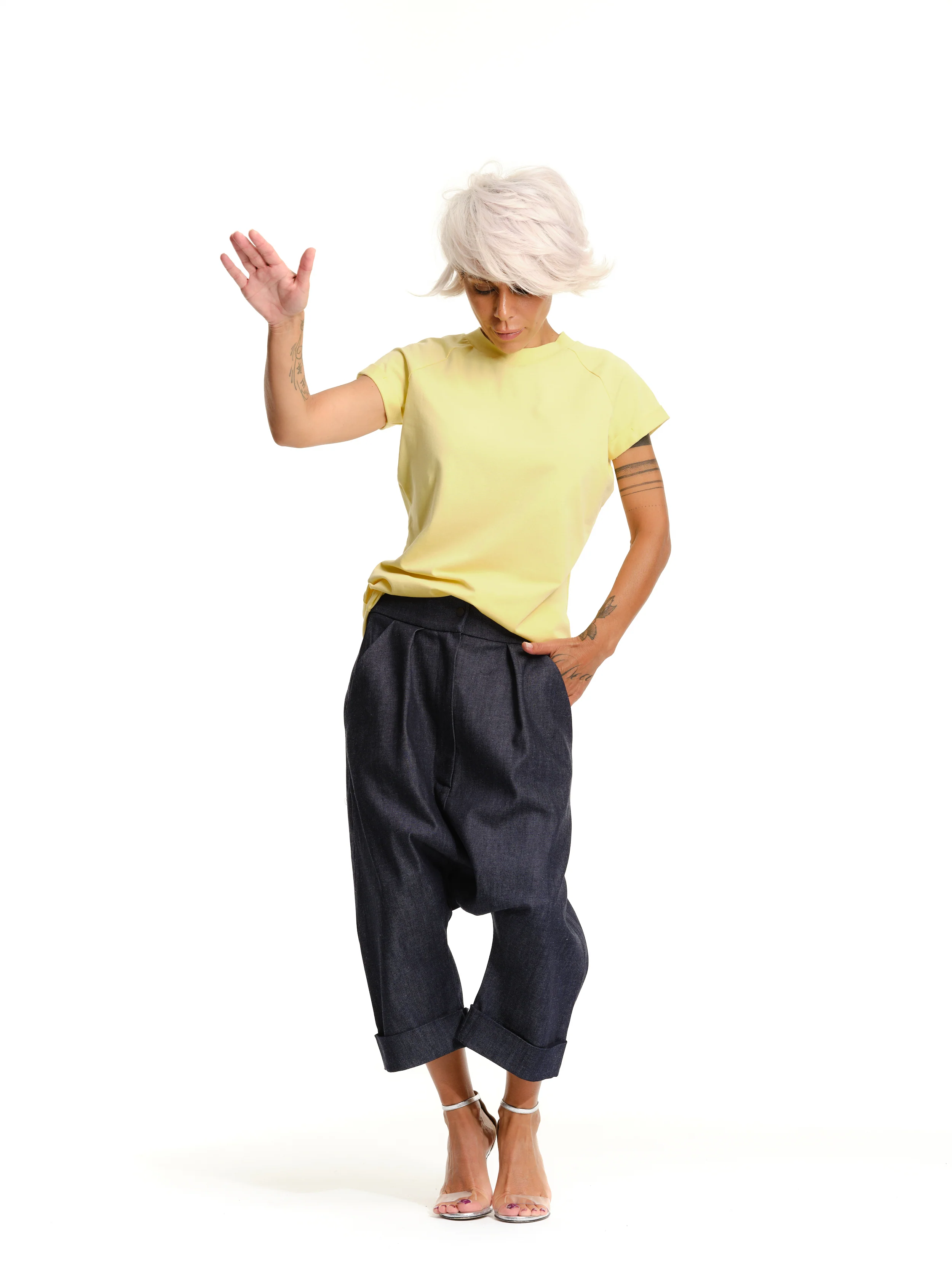 Denim Drop-Crotch Pants with Pockets - Image 8