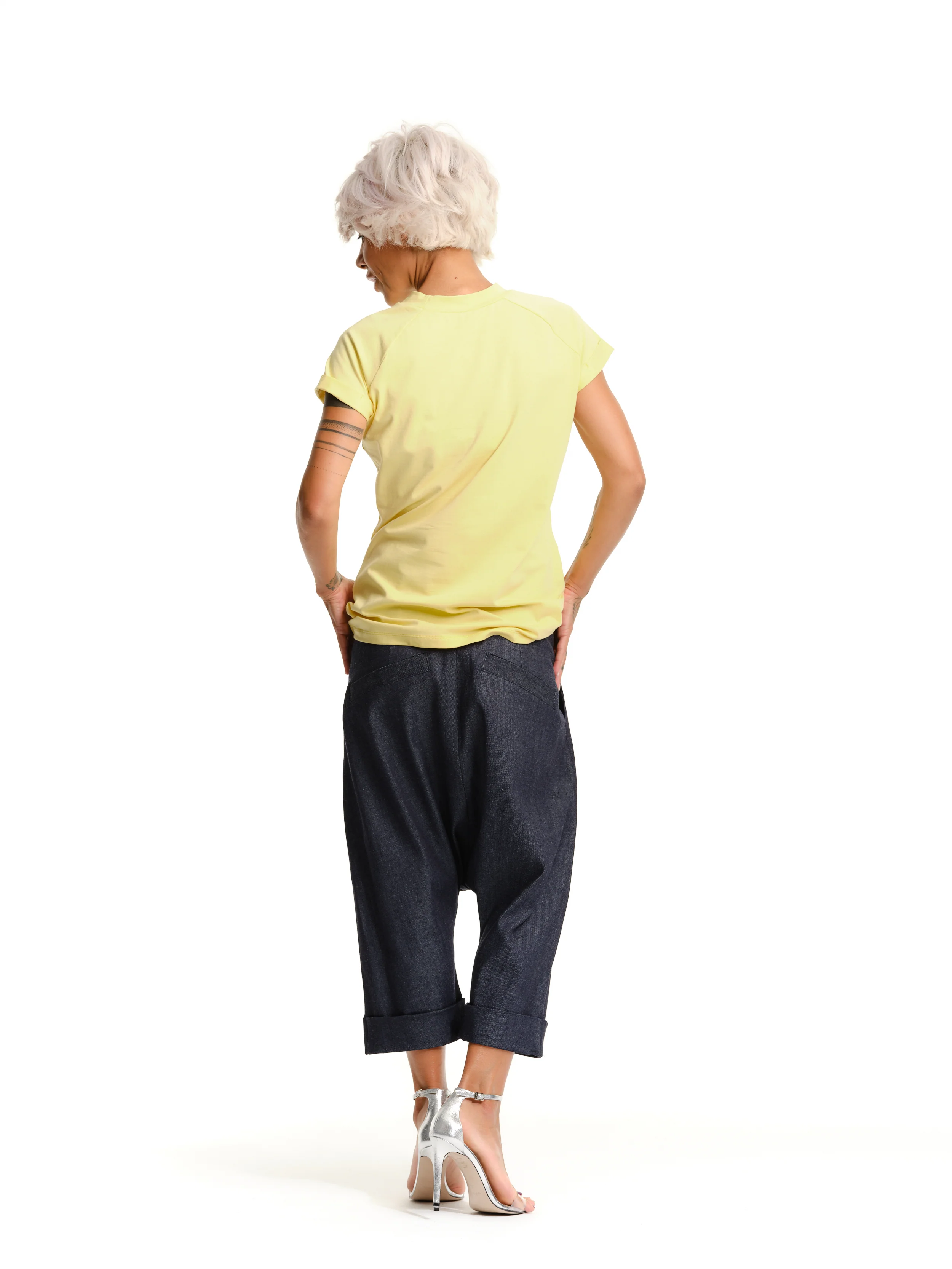 Denim Drop-Crotch Pants with Pockets - Image 9