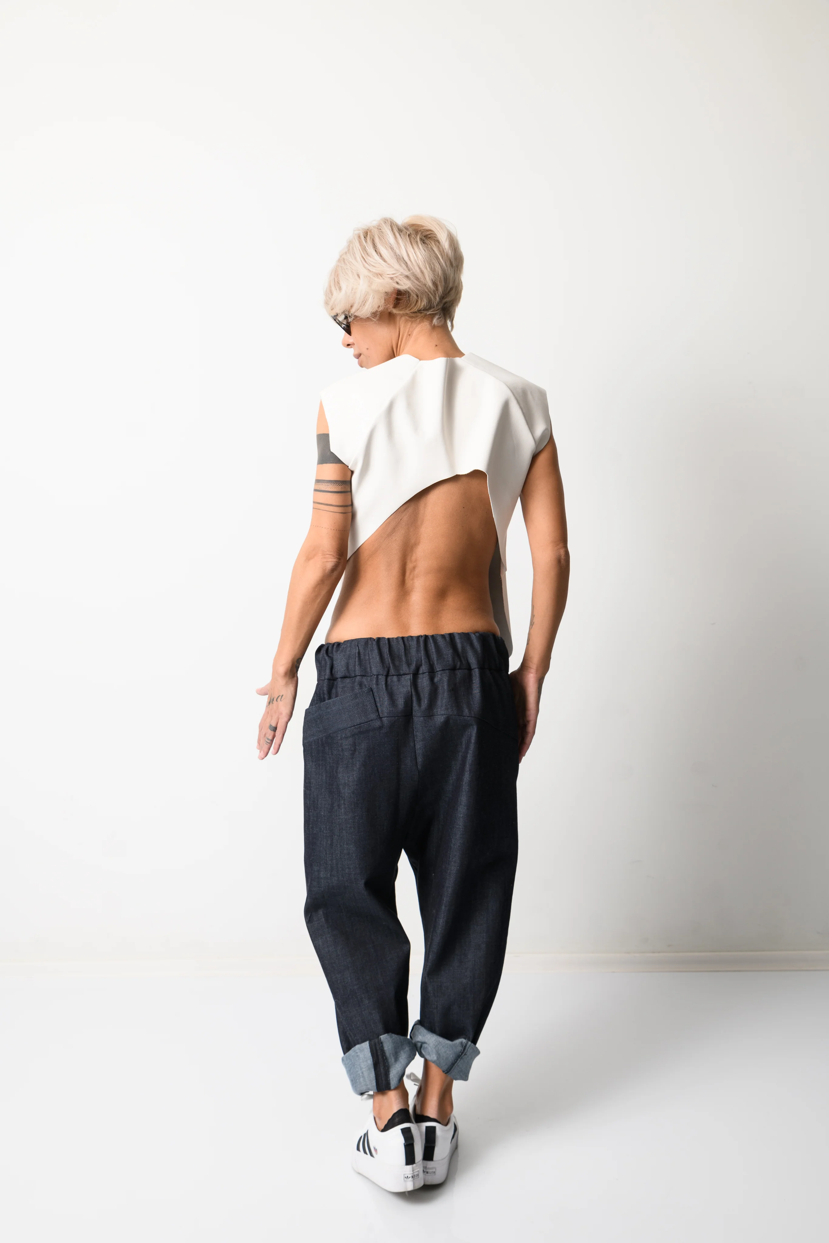 Denim Harem Low Crotch Pants - Image 11