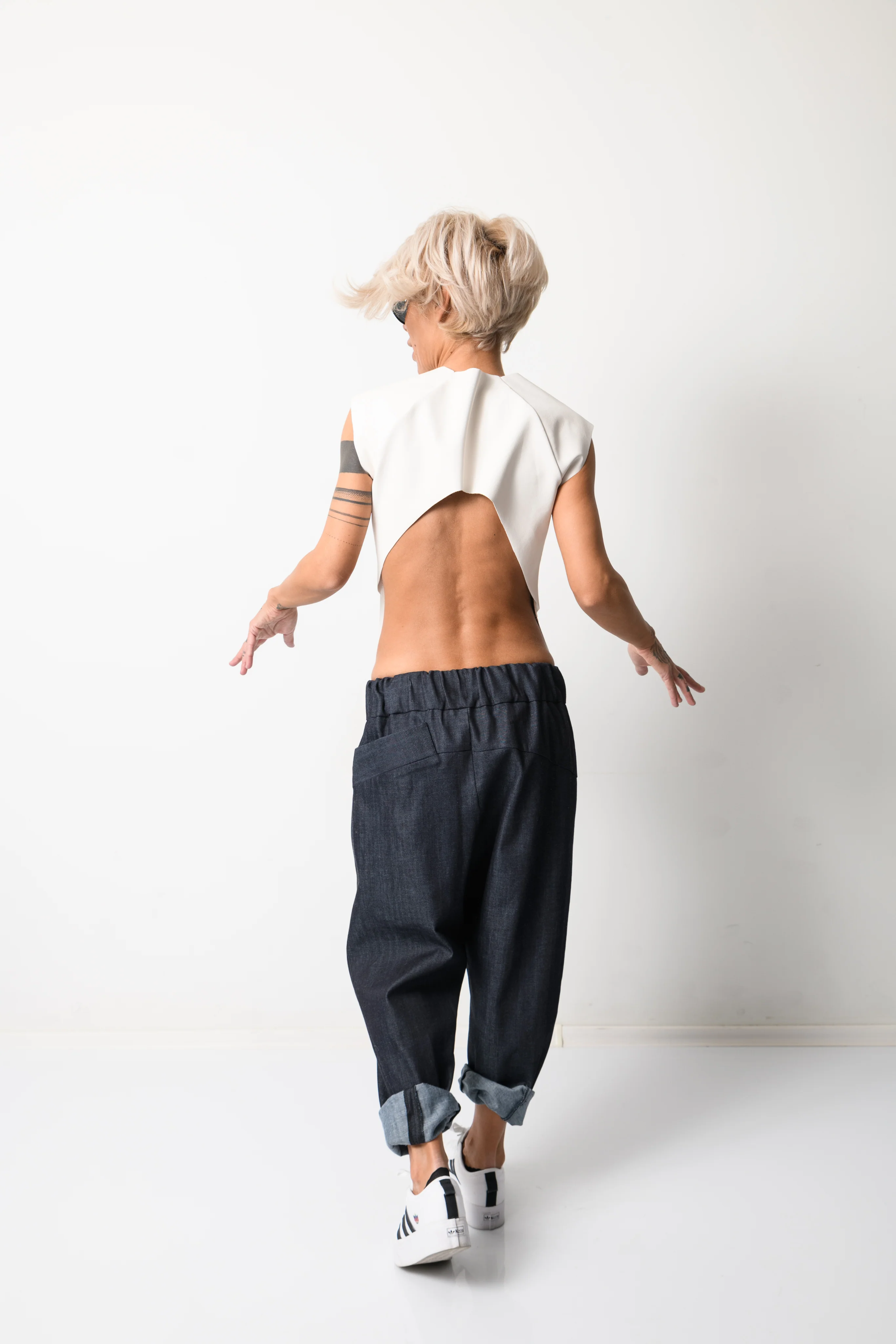 Denim Harem Low Crotch Pants - Image 3
