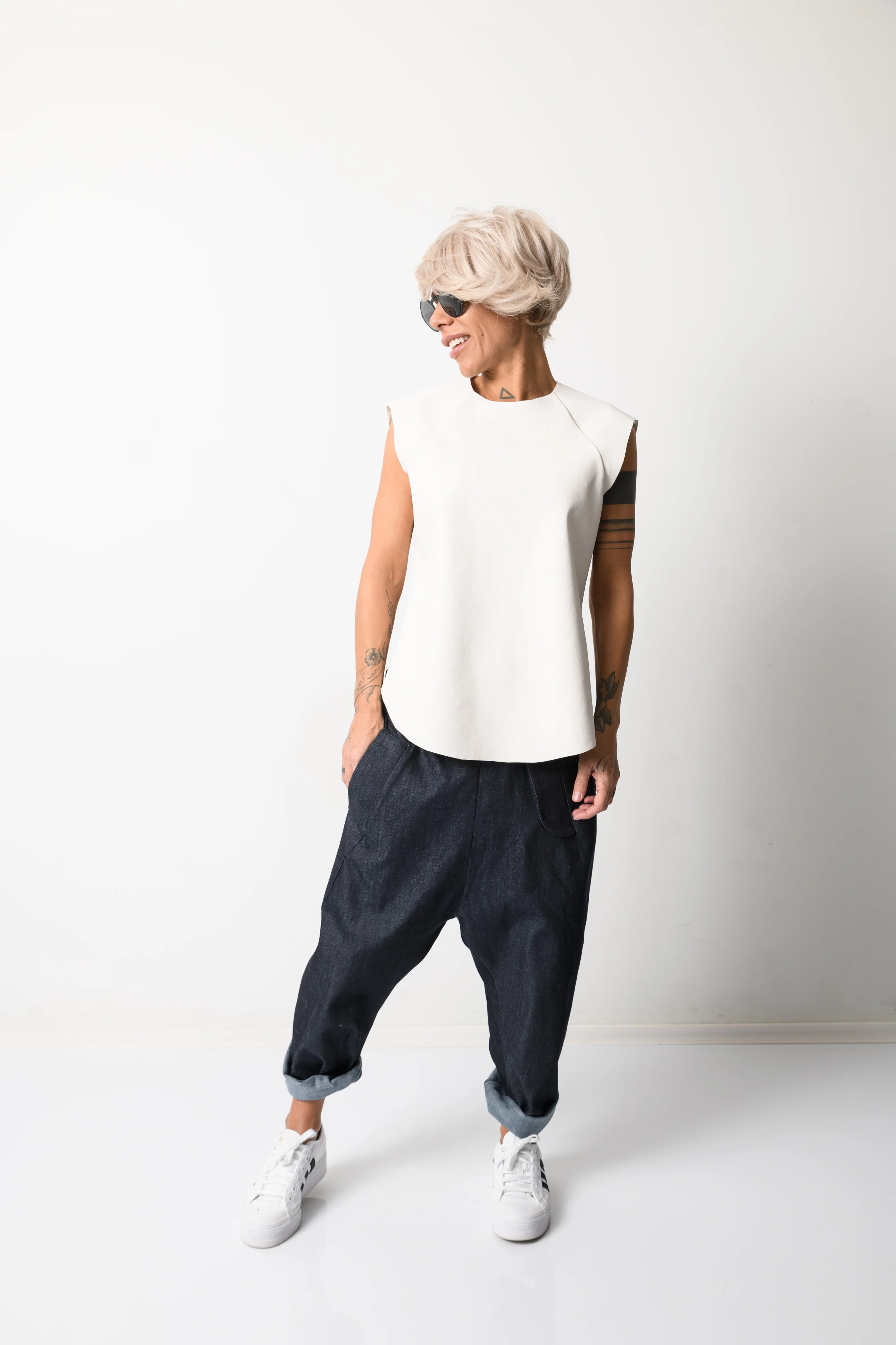 Denim Harem Low Crotch Pants - Image 5