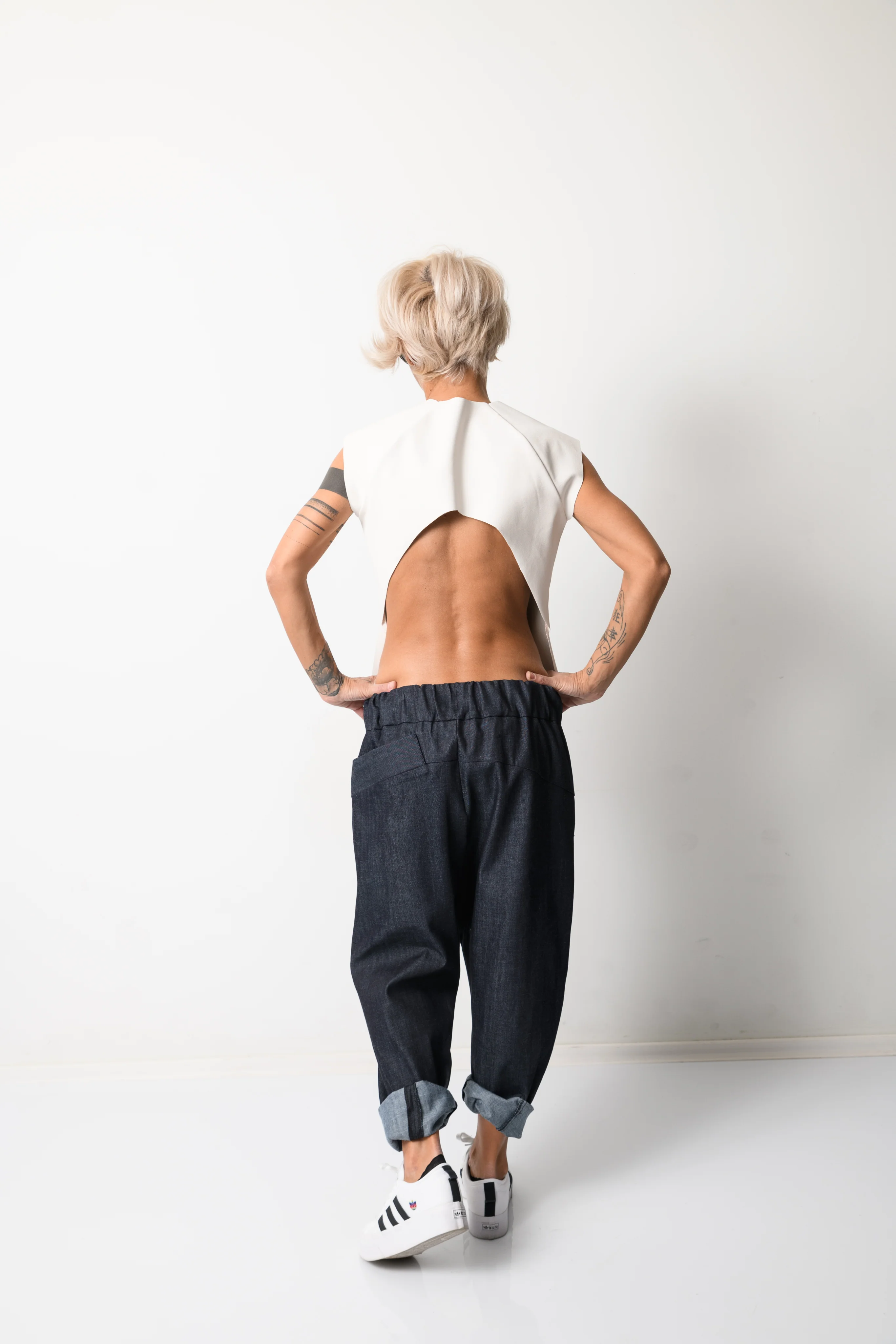 Denim Harem Low Crotch Pants - Image 6