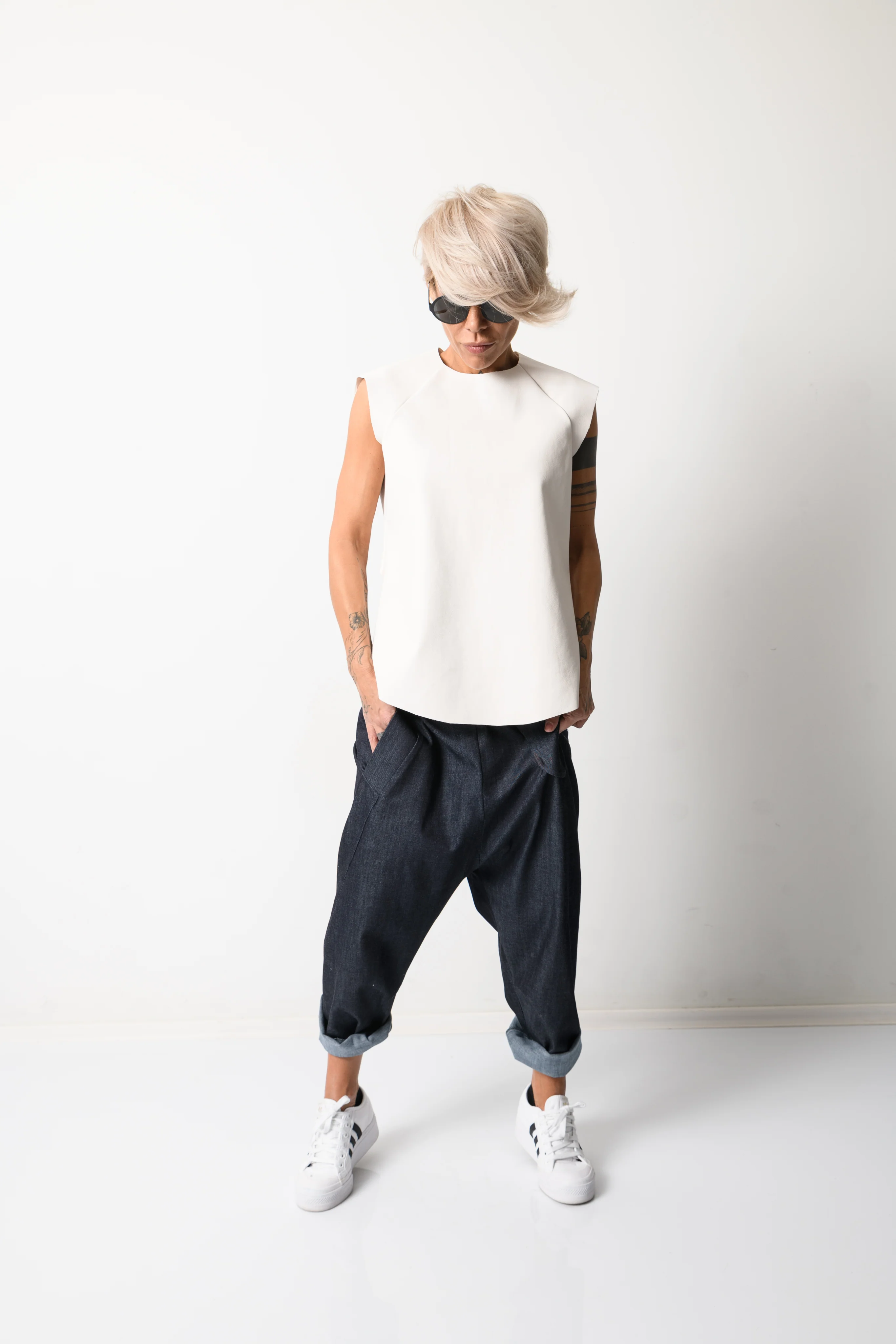 Denim Harem Low Crotch Pants - Image 8