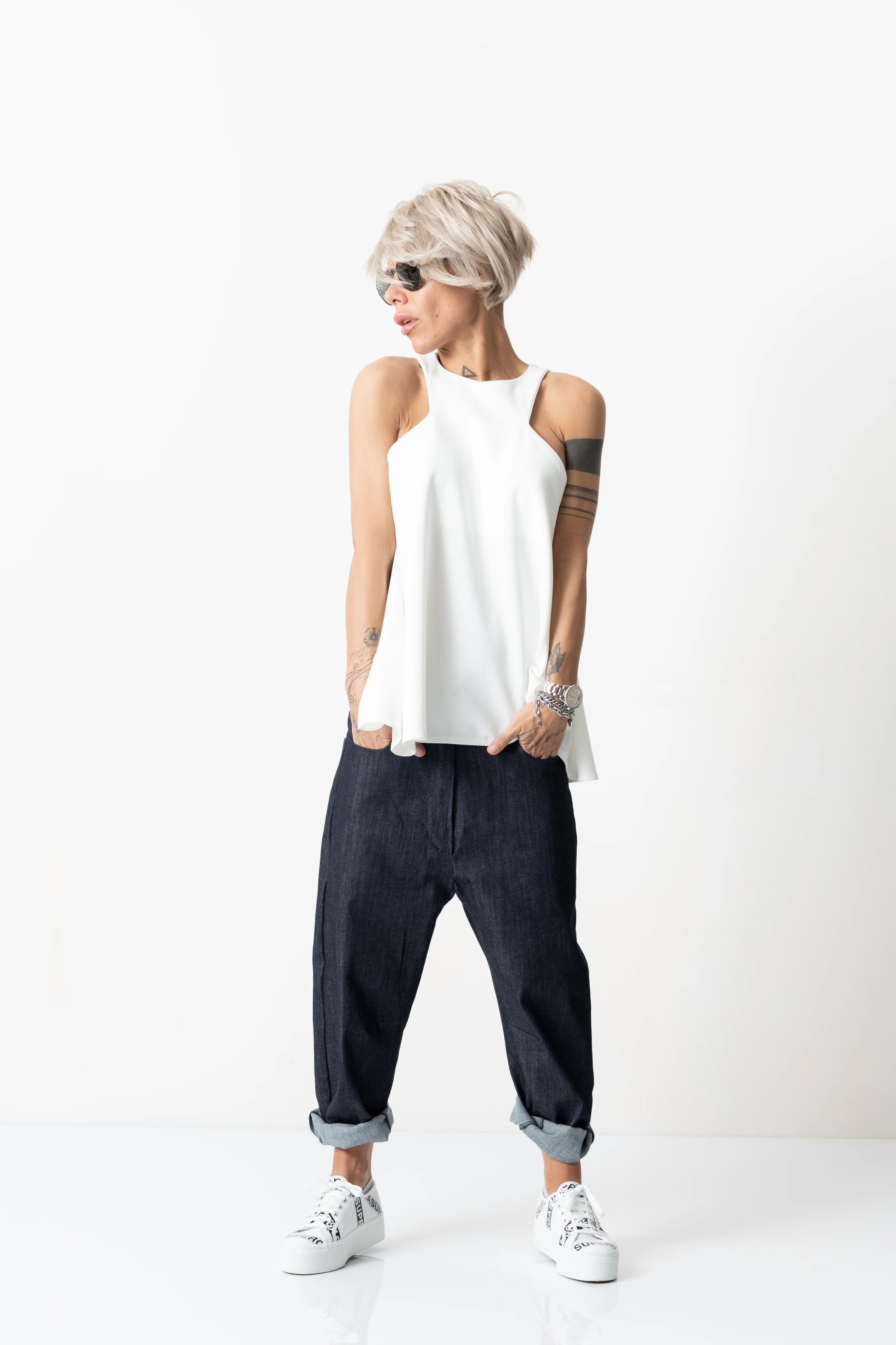 Denim Low Crotch Pants - Image 12