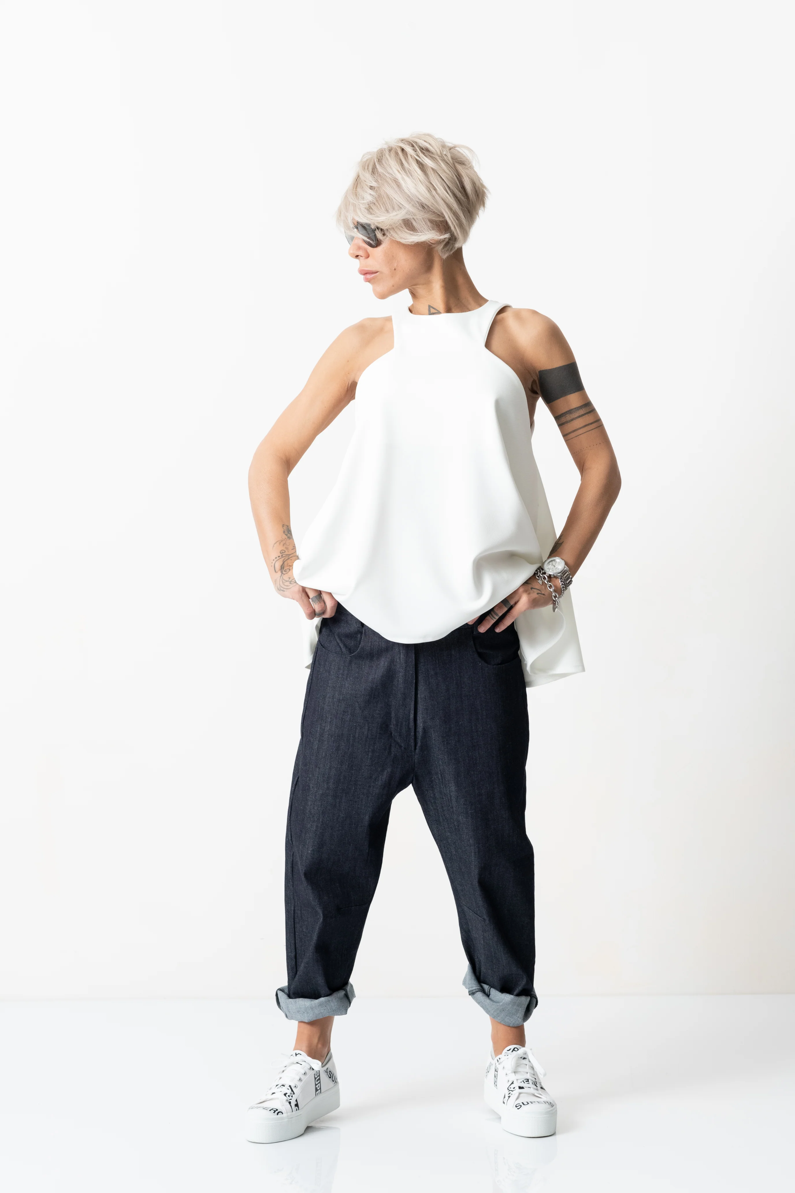 Denim Low Crotch Pants - Image 3