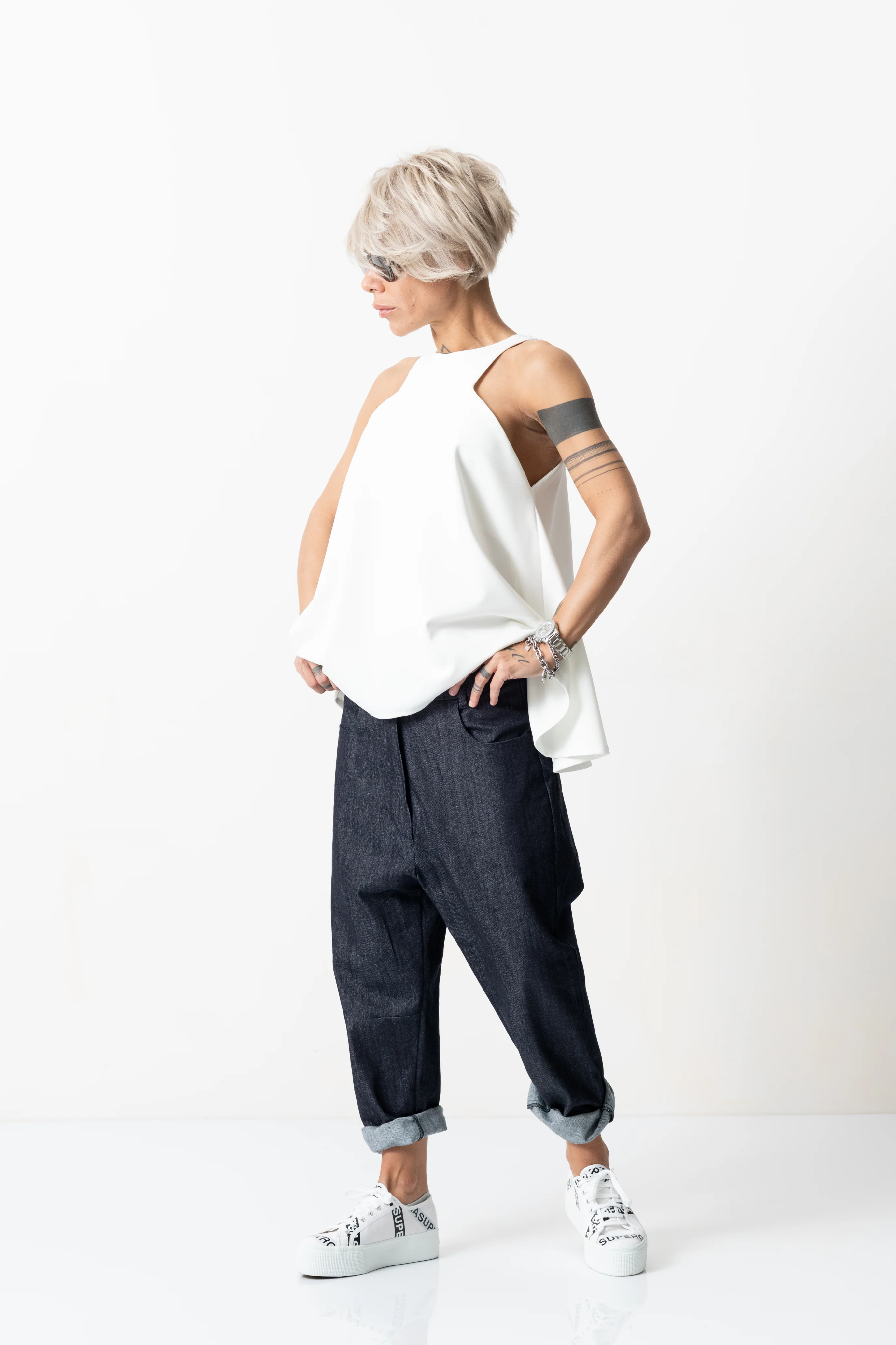 Denim Low Crotch Pants - Image 4