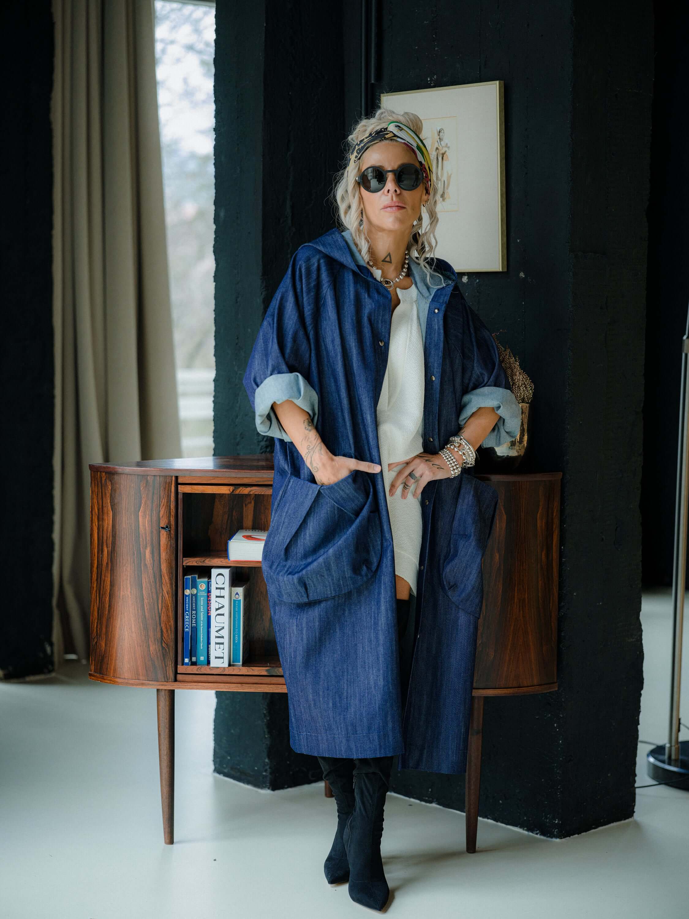 Denim Oversized Hooded Jacket